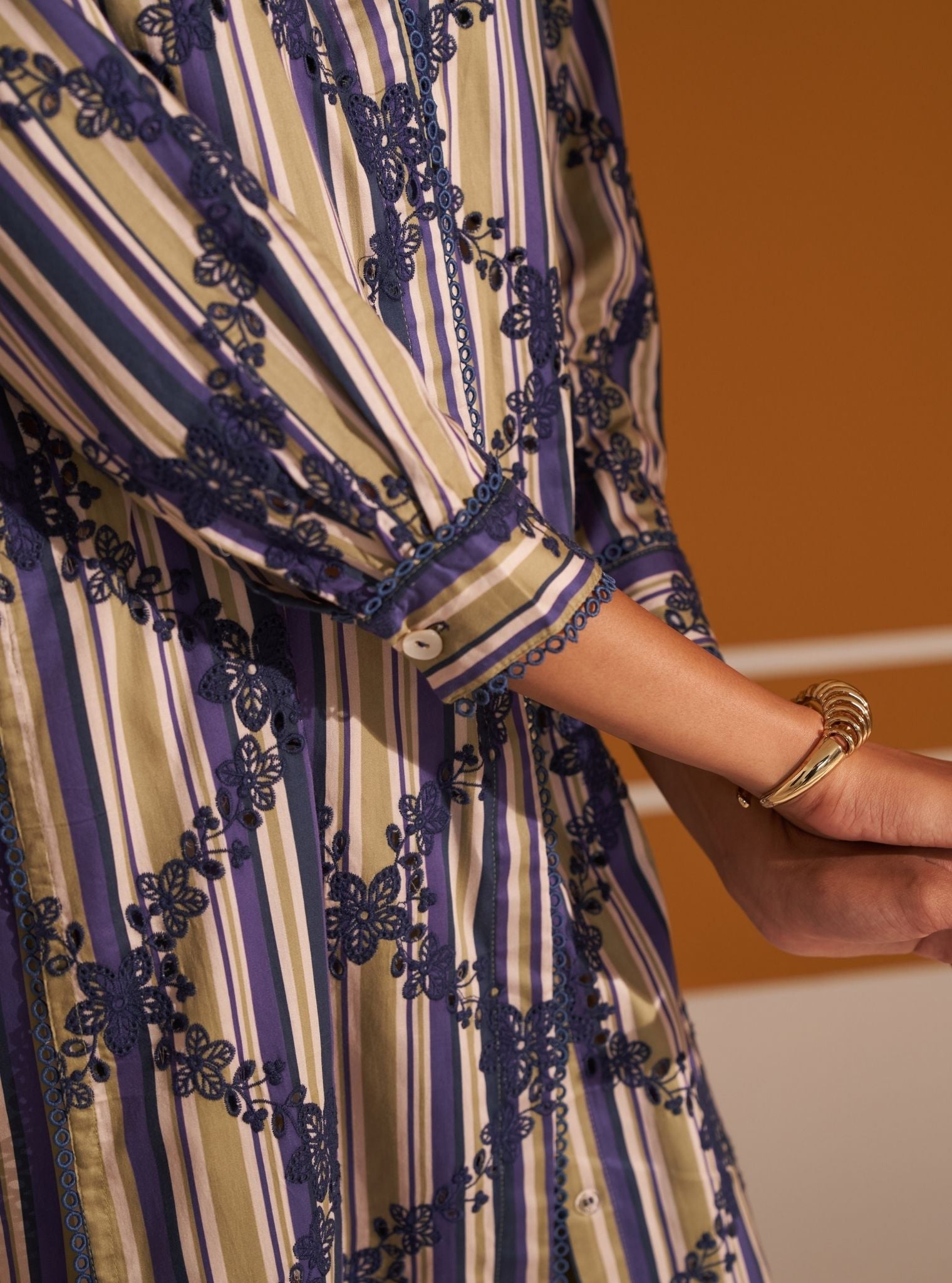 Joy Pima Satin Stripe Navy Kurta Set