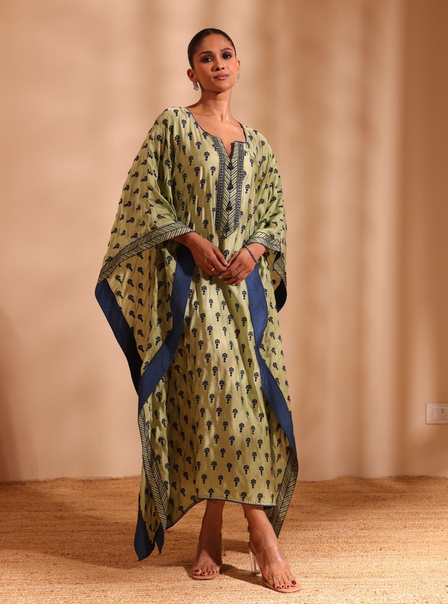 Niti Cupro Satin Green Kaftan