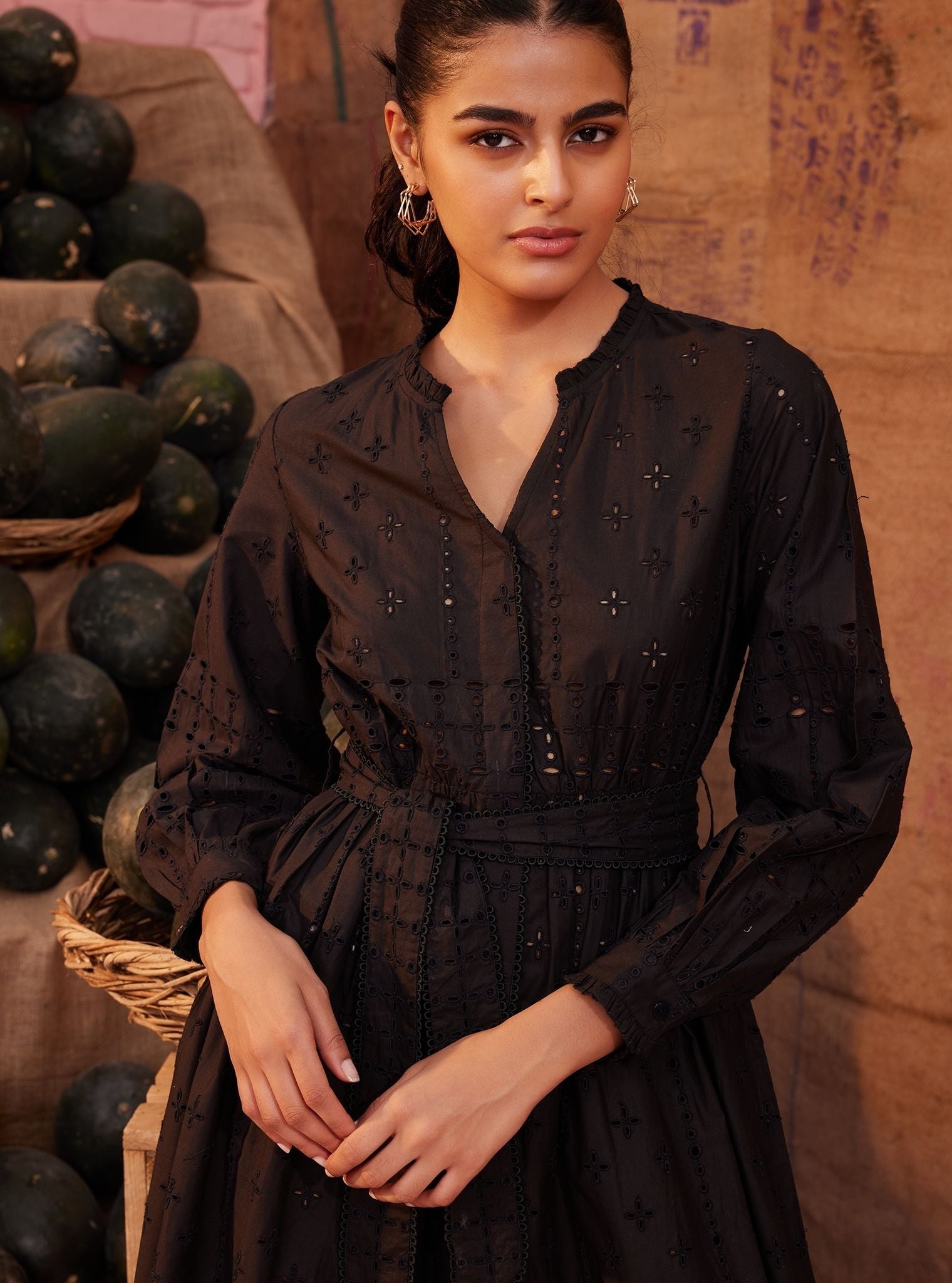 Emy Supima Cotton Black Long Dress