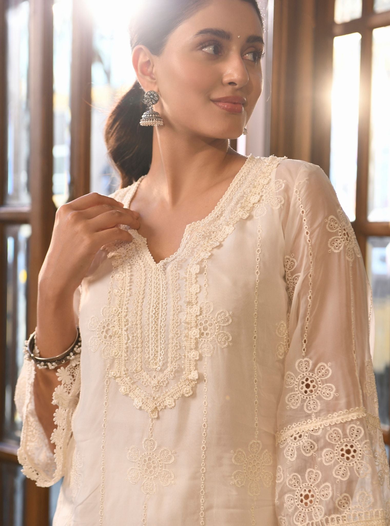Bita Organza White Kurta Set