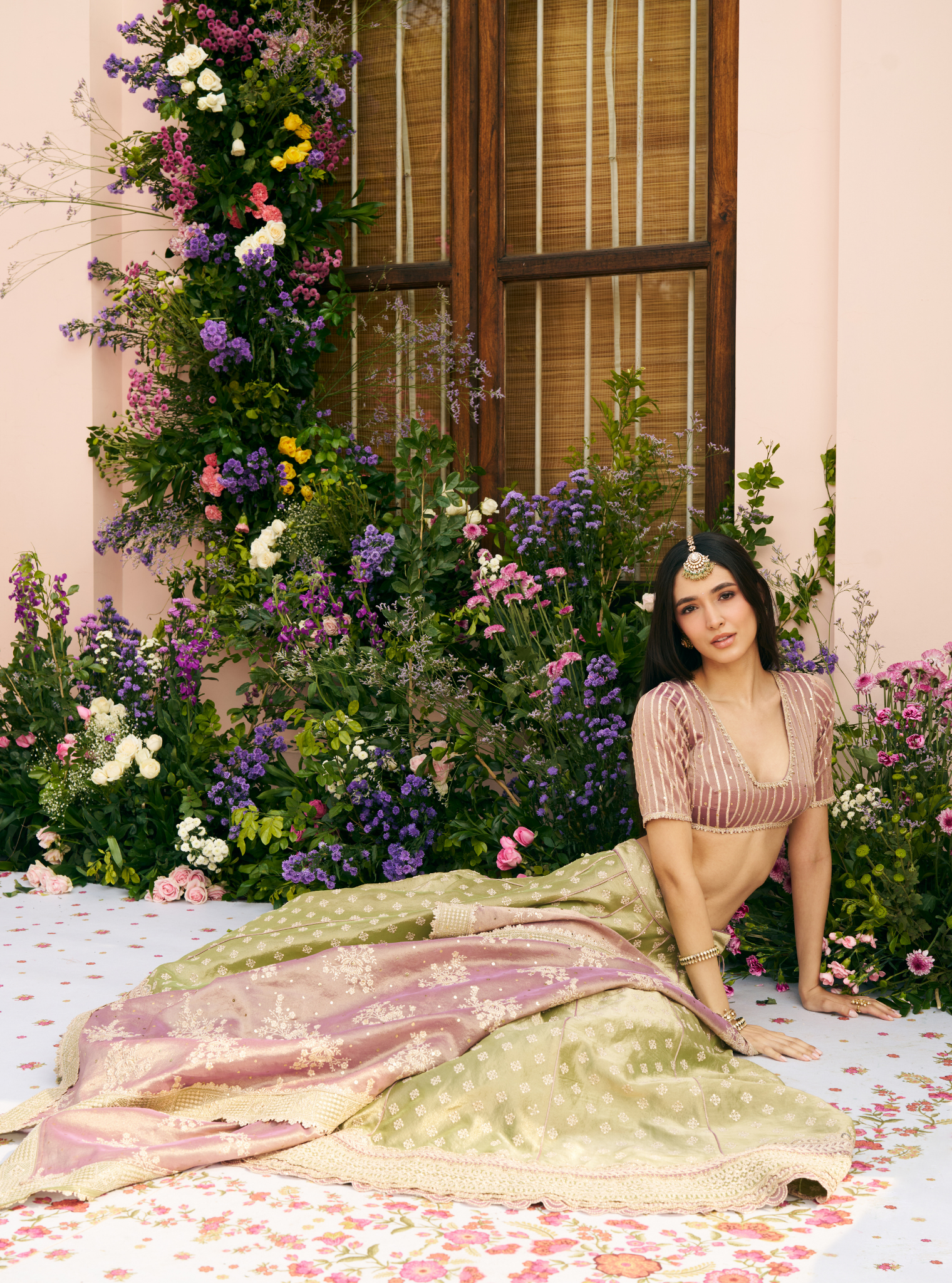 Bansuri Tissue Light Green Lehenga