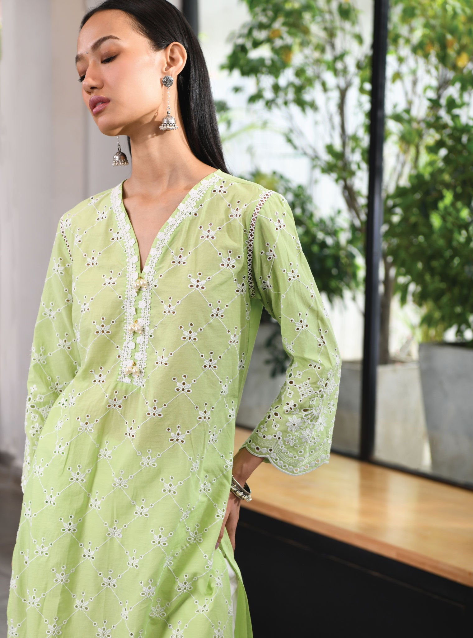 Perth Supima Cotton Green Kurta Set