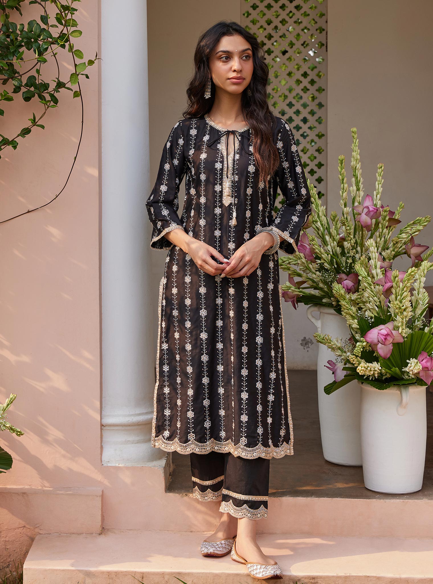 Jheel Pima Black Kurta Set