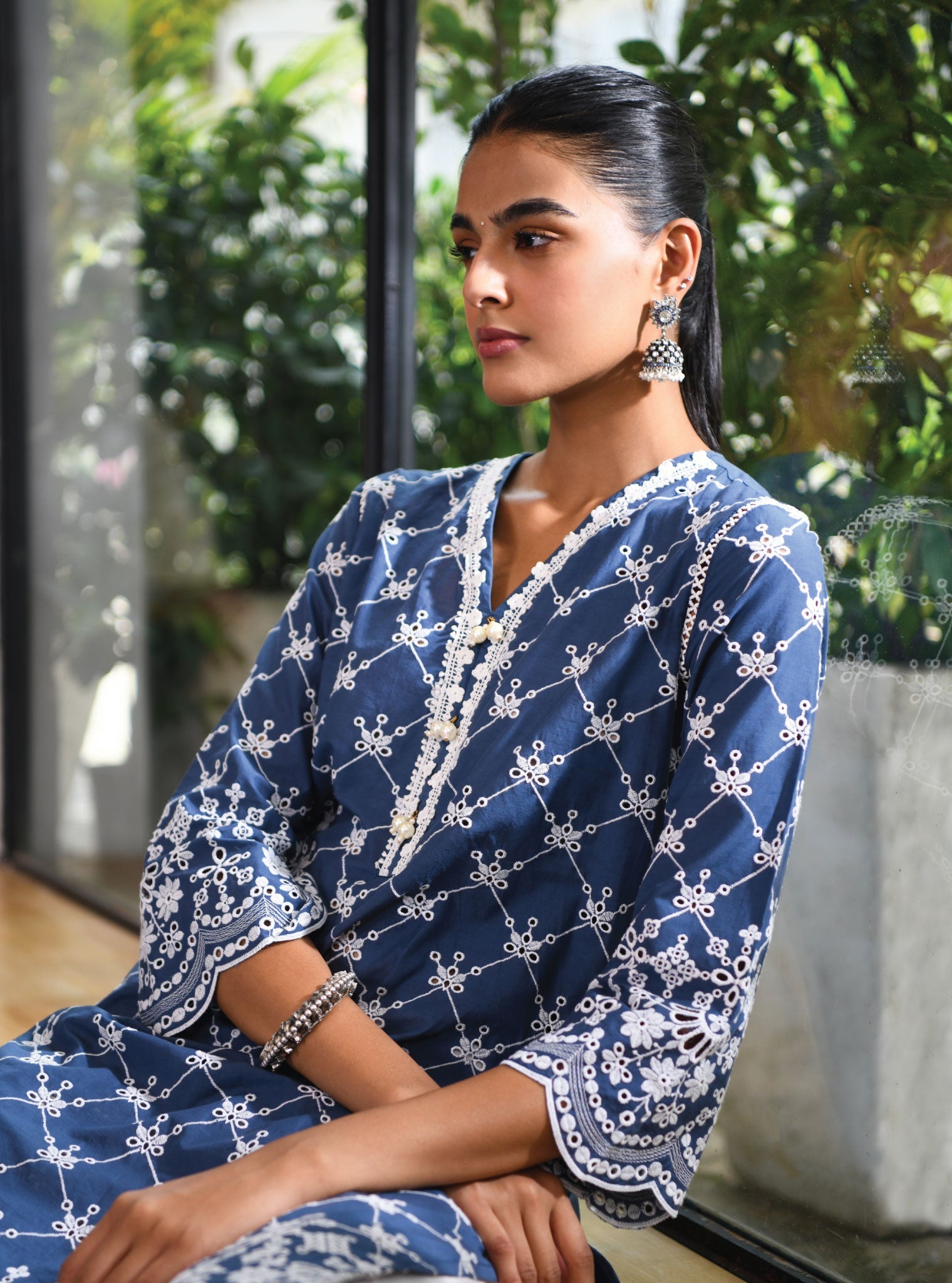 Perth Supima Cotton Navy Kurta Set