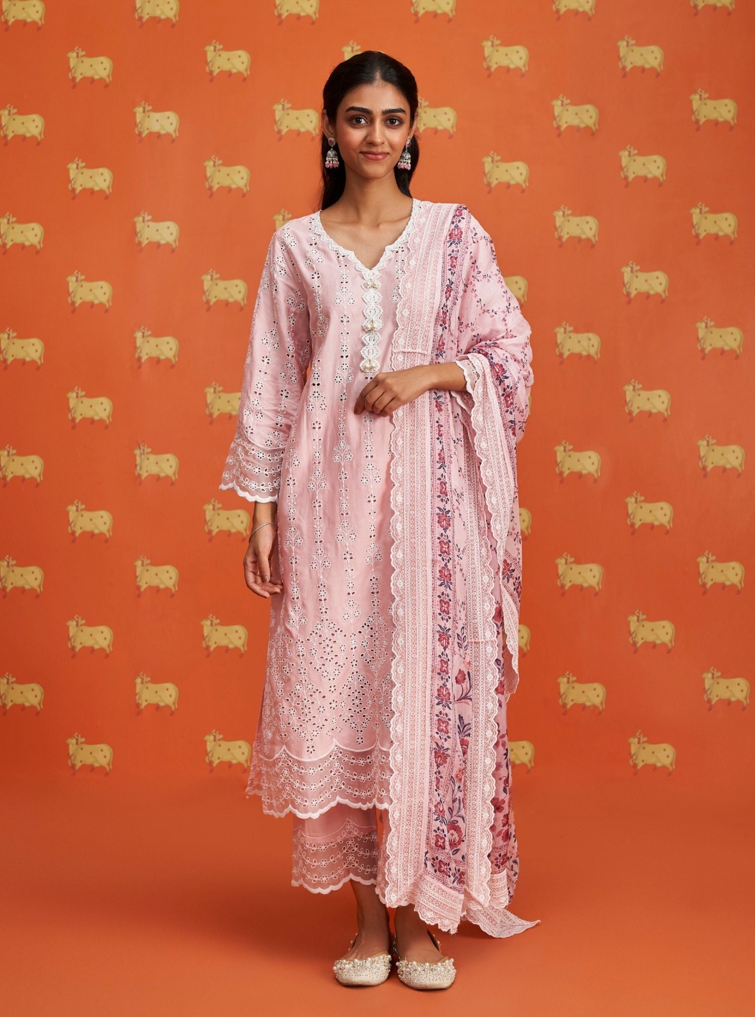 Madee Pima Satin Pink Kurta Set