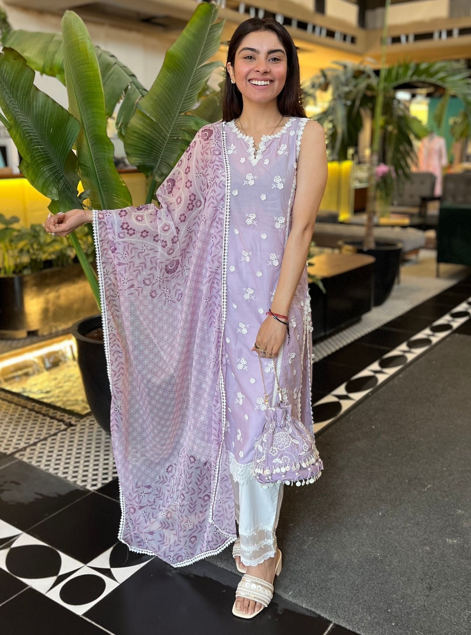 Meha Supima Cotton Lilac Kurta Set