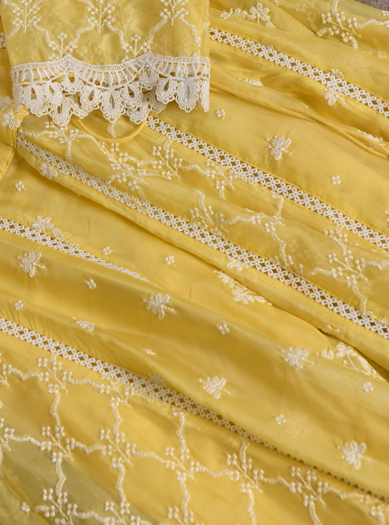 Morey Organza Yellow Anarkali Kurta Set