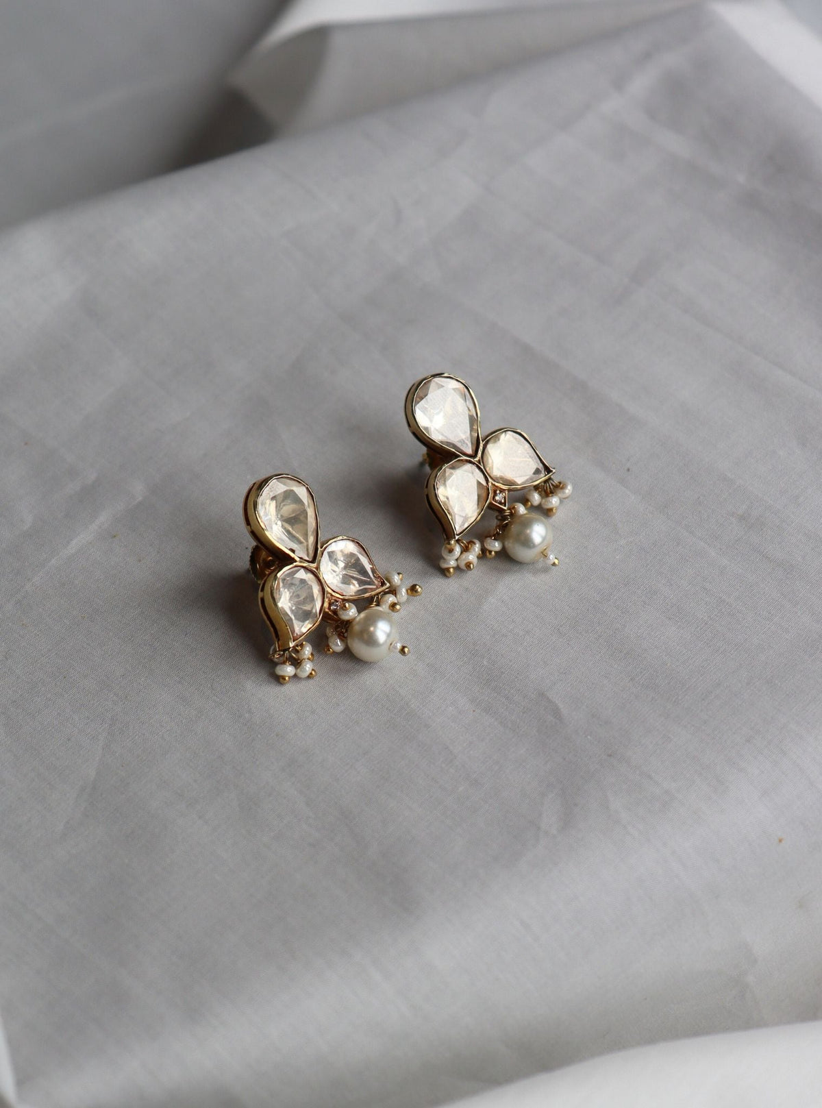 Pure Silver Drishti White Earring