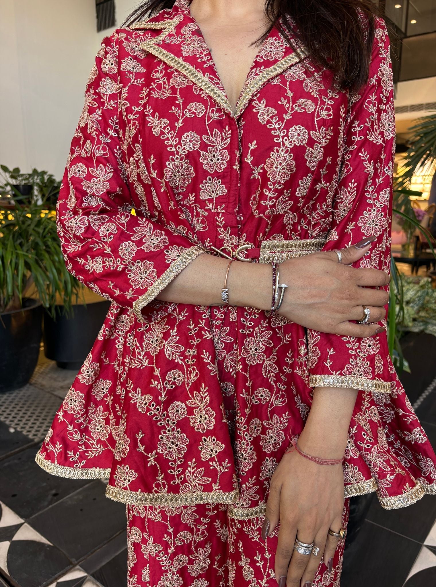 Ghunghat Supima Cotton Red Kurta set