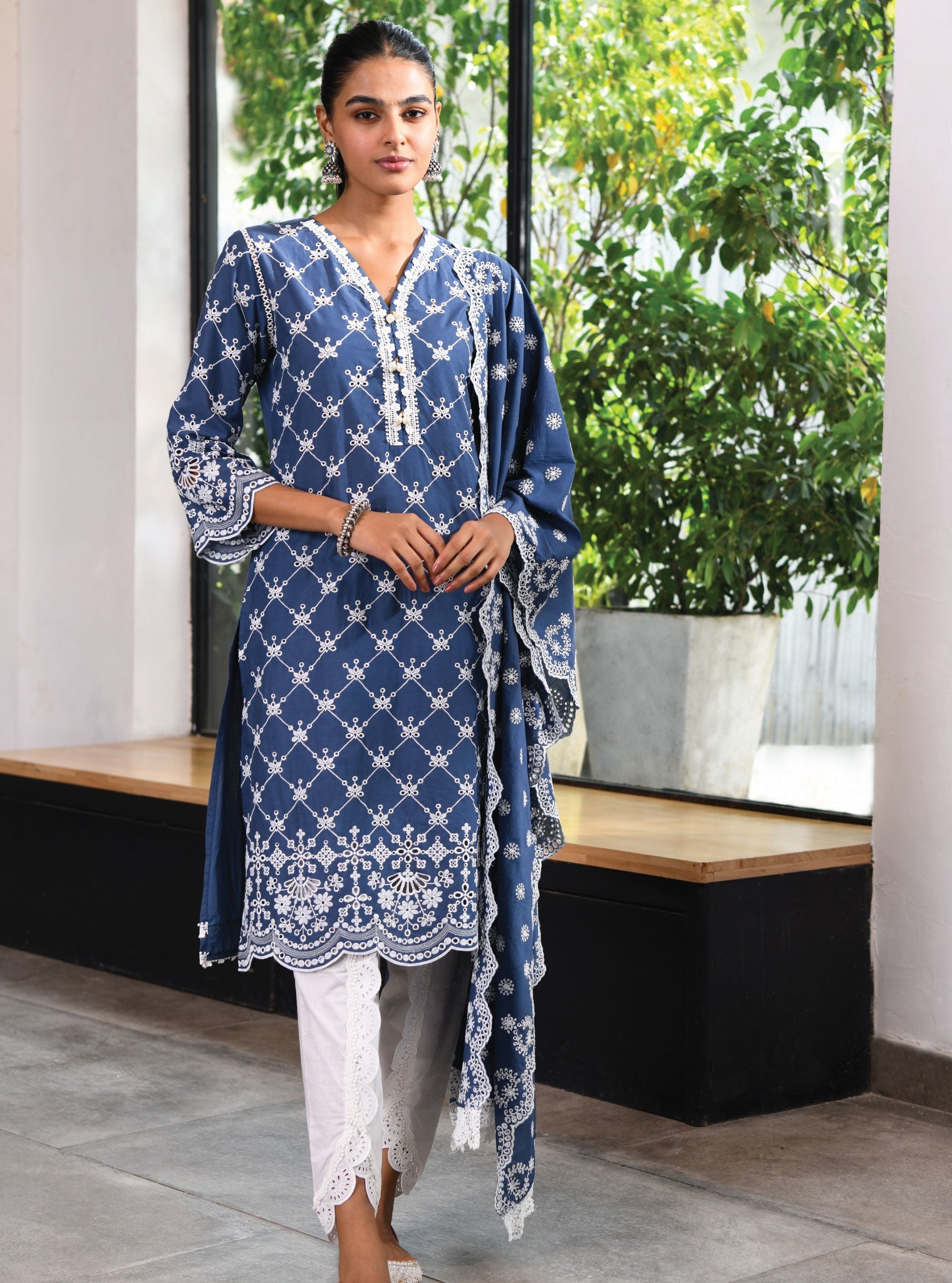 Perth Supima Cotton Navy Kurta Set