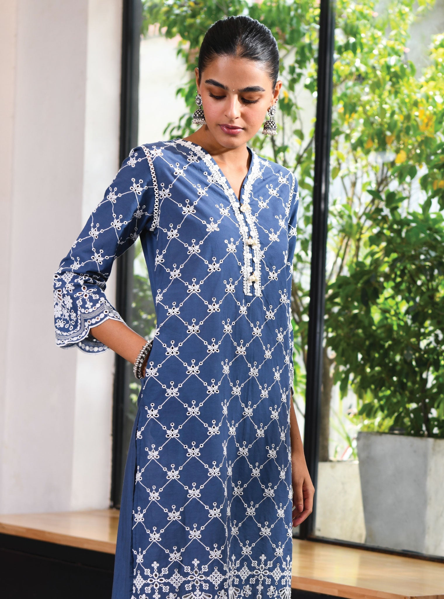 Perth Supima Cotton Navy Kurta Set