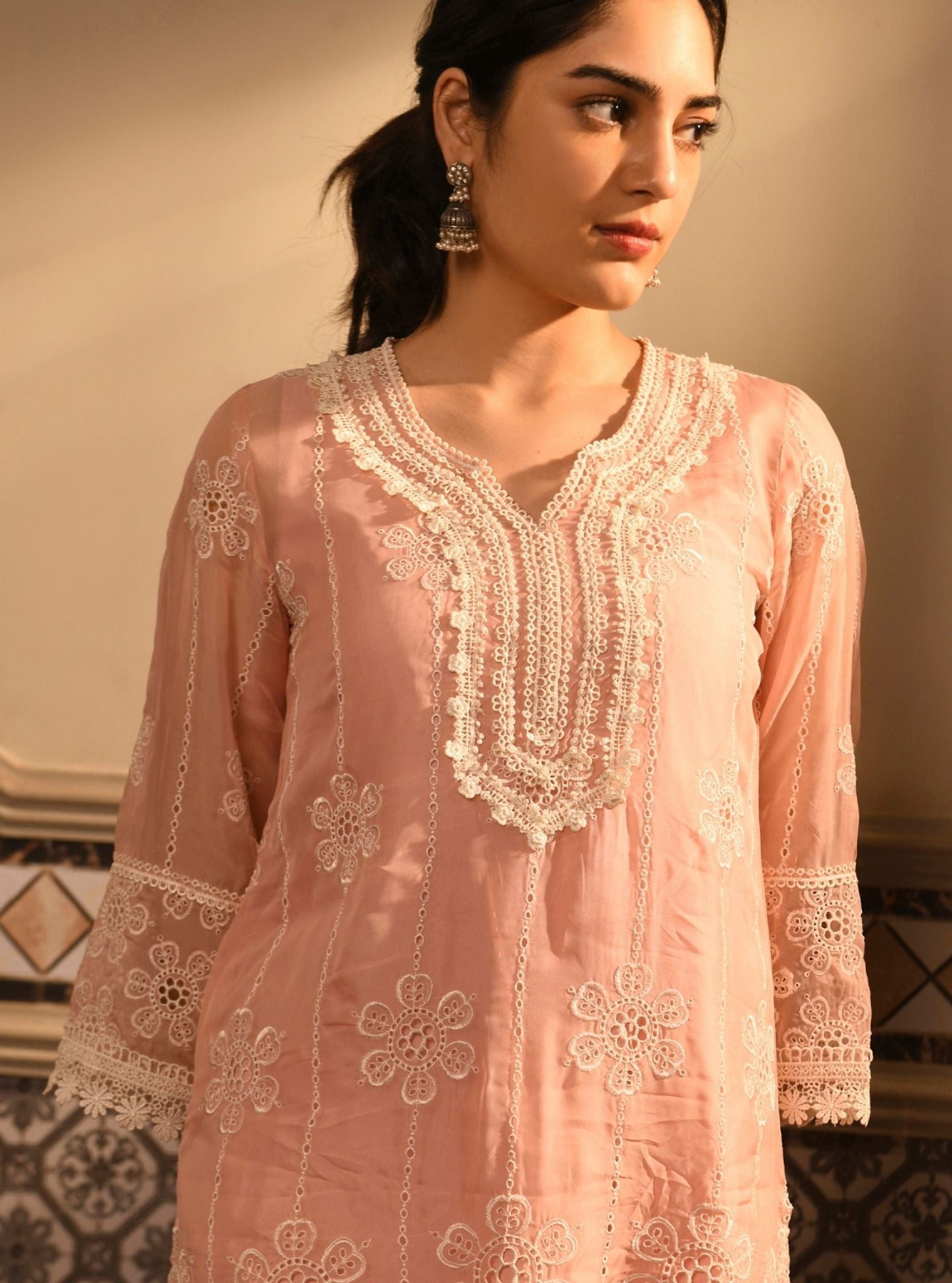 Bita Organza Pink Kurta Set