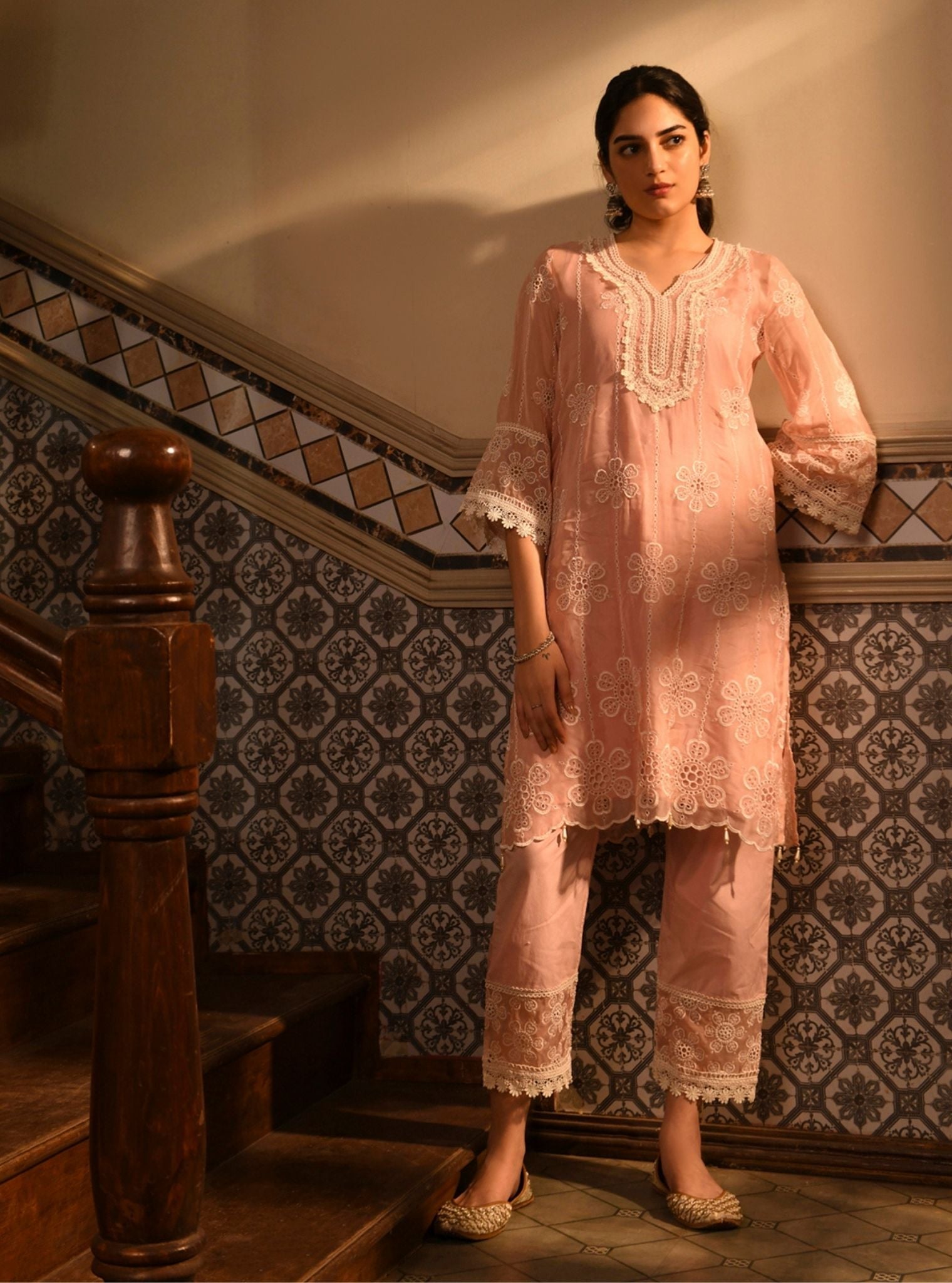 Bita Organza Pink Kurta Set
