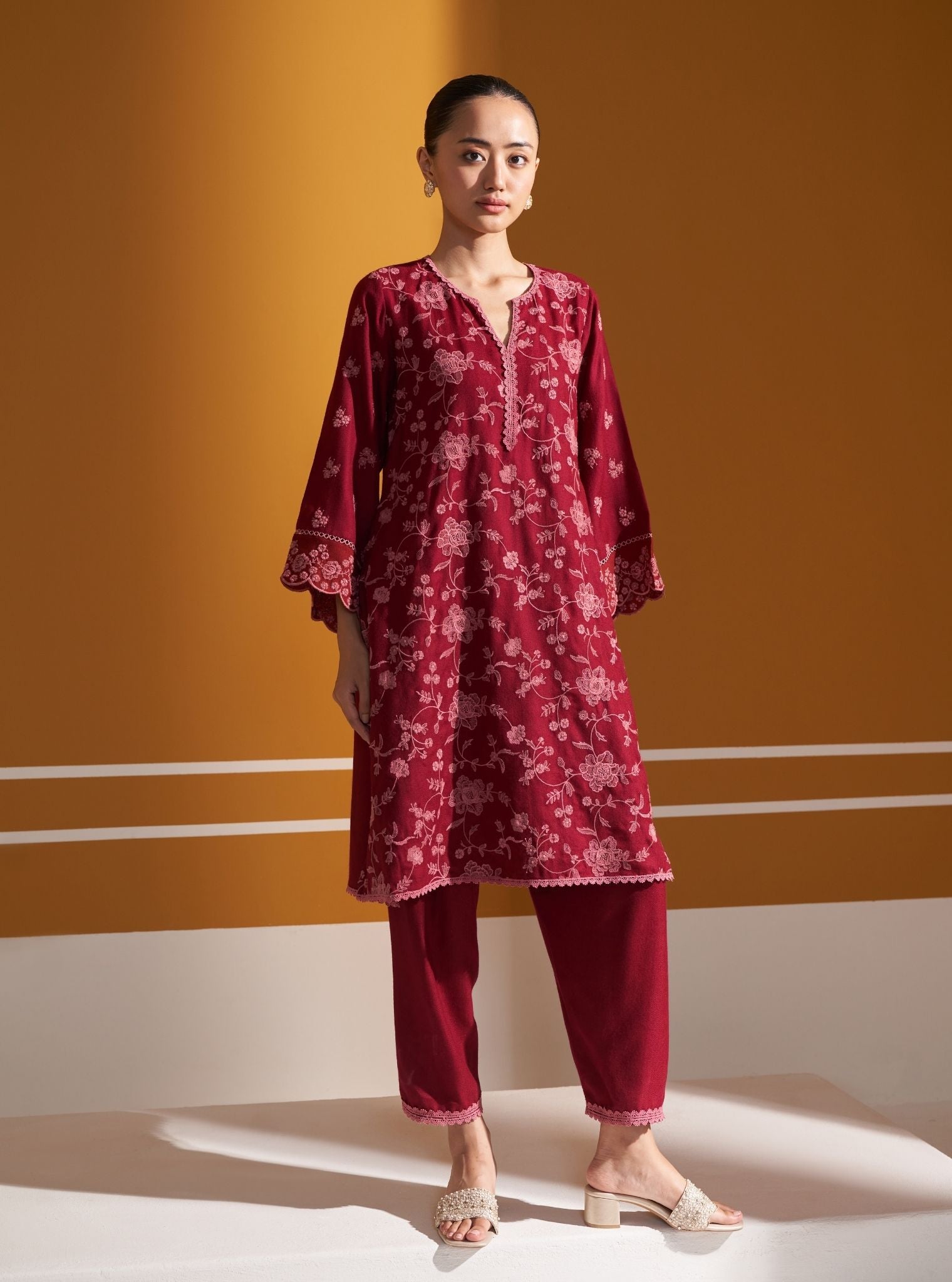 Juno Wool Wine Kurta Set