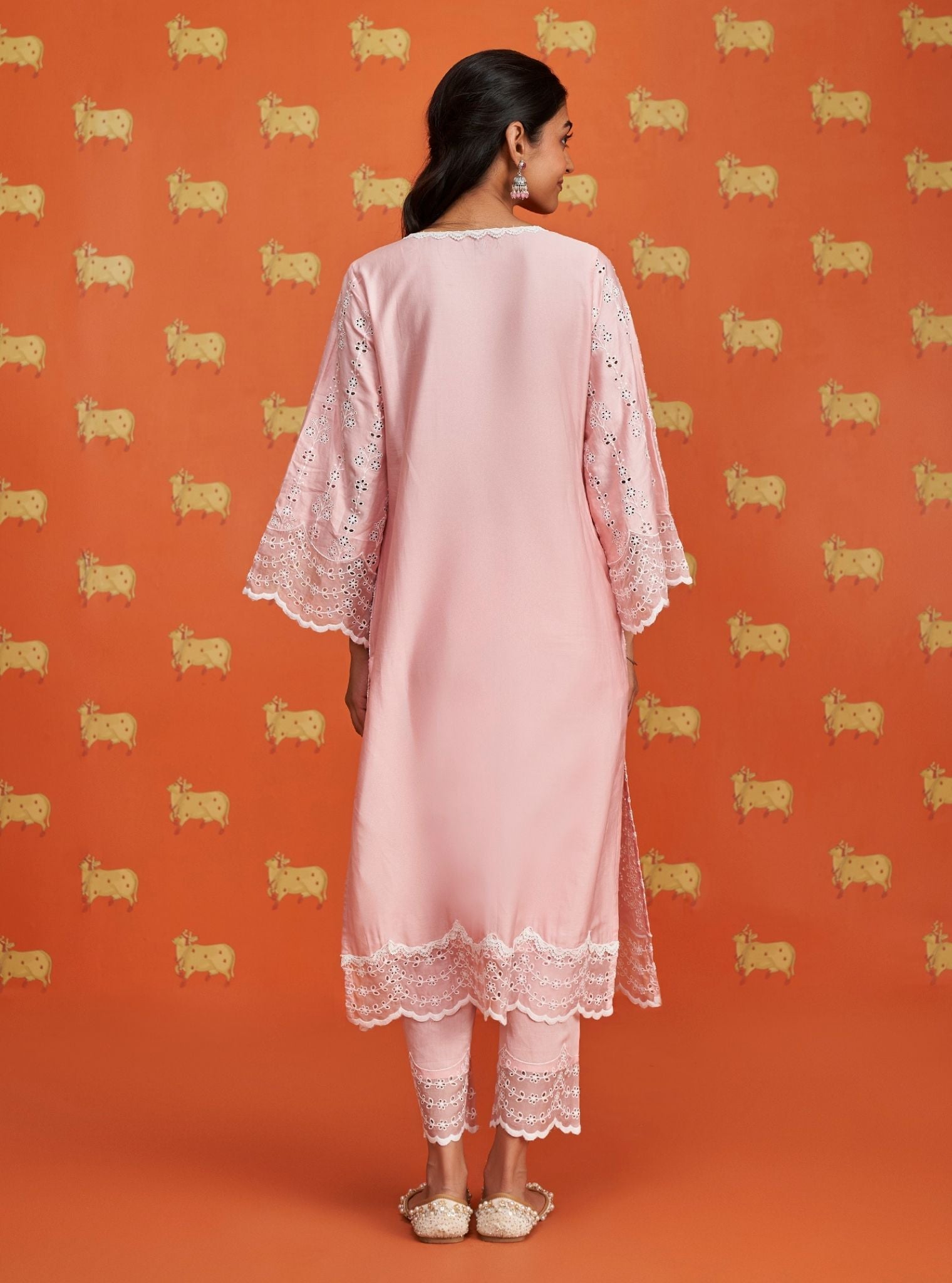 Madee Pima Satin Pink Kurta Set