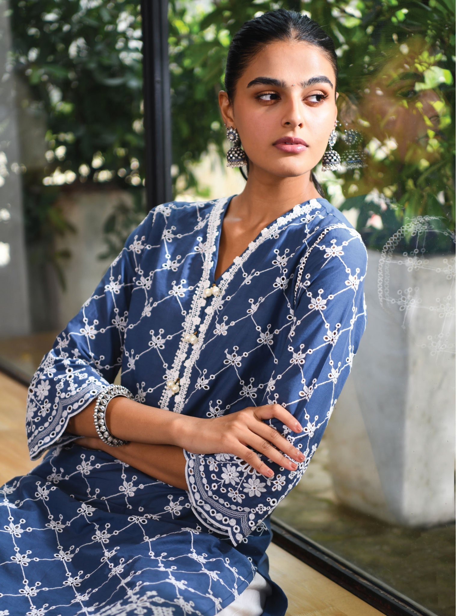 Perth Supima Cotton Navy Kurta Set