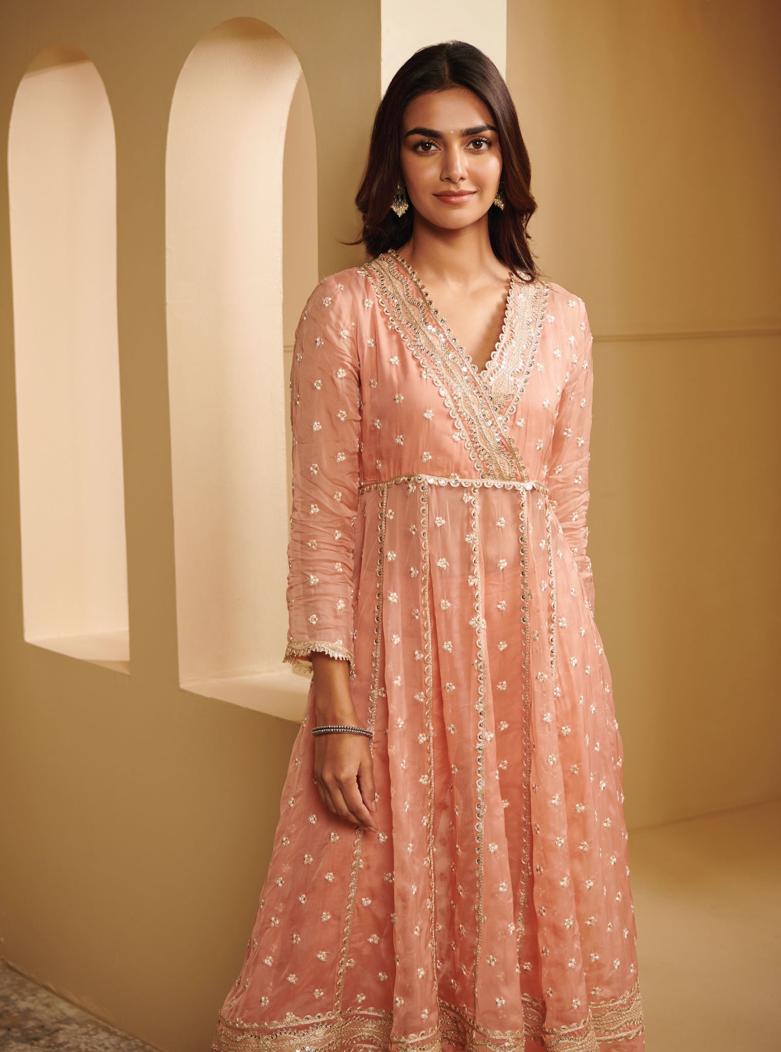 Ancita Organza Rose Anarkali Kurta Set
