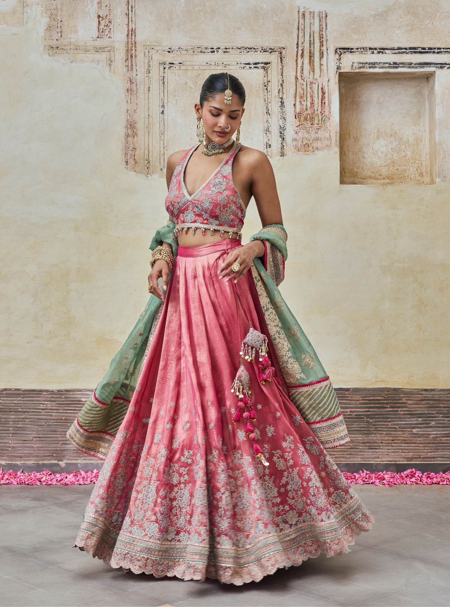 Saawri Bemberg Giraffe Fuchsia Lehenga