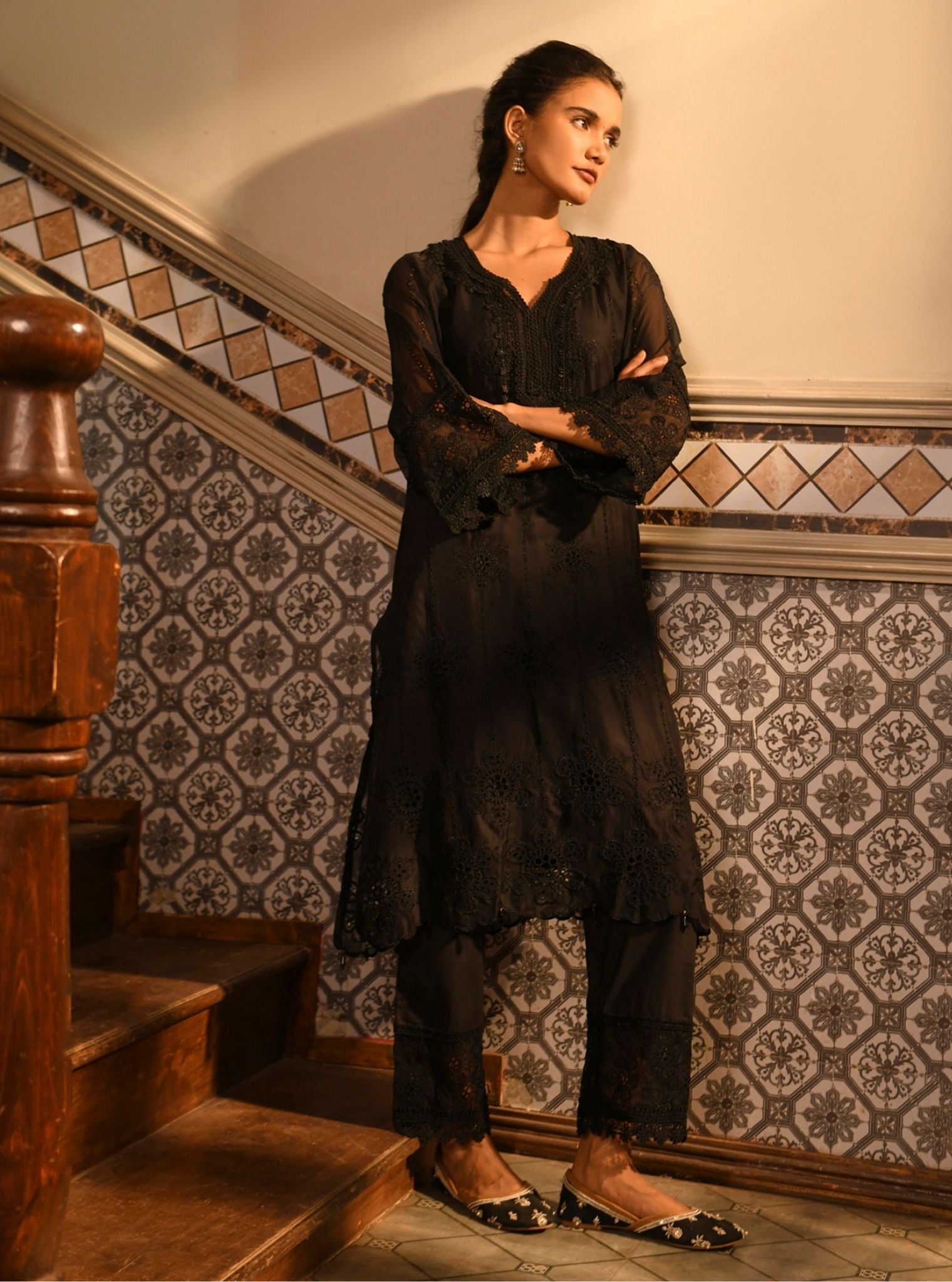 Bita Organza Black Kurta Set
