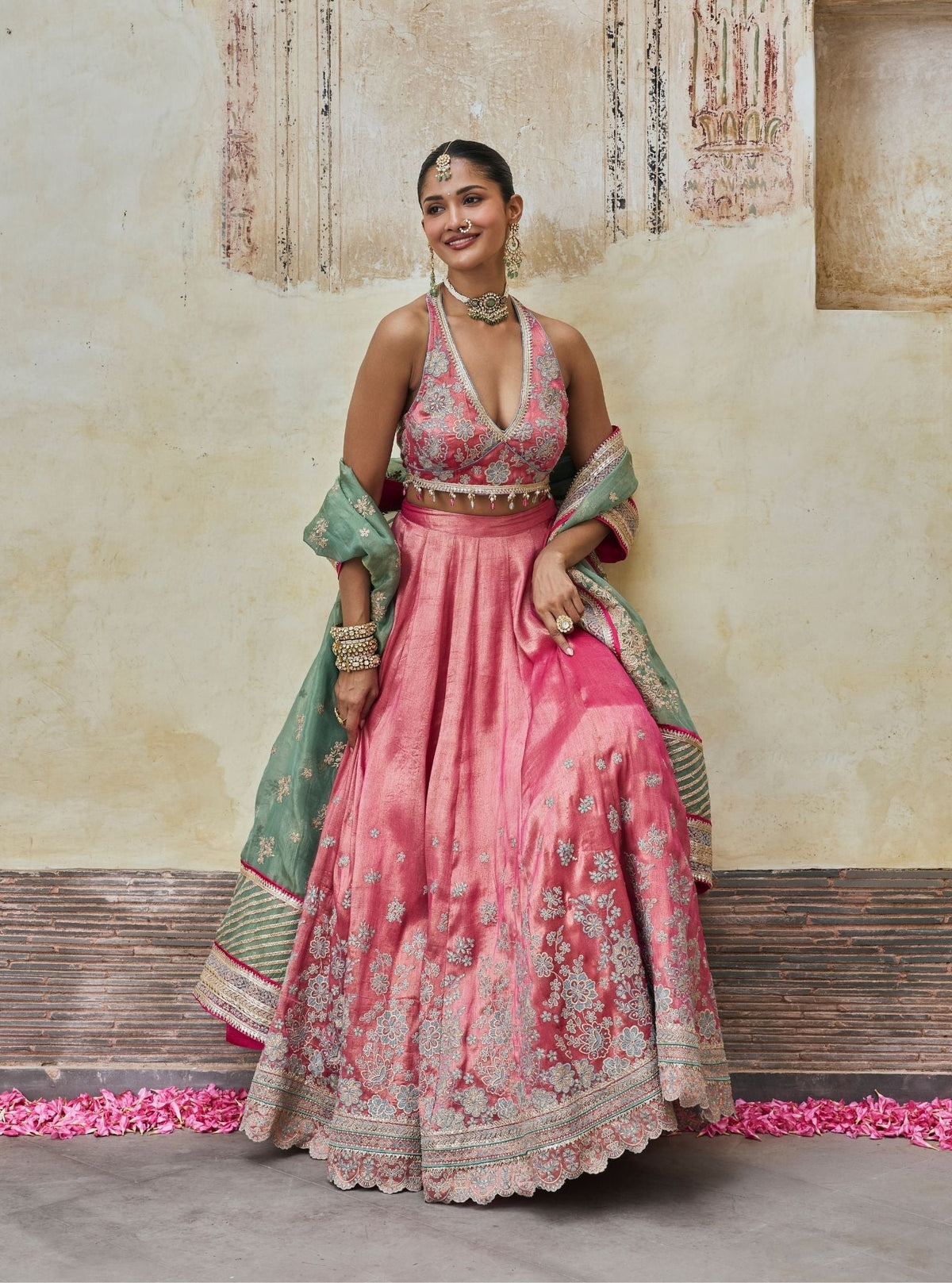 Saawri Bemberg Giraffe Fuchsia Lehenga
