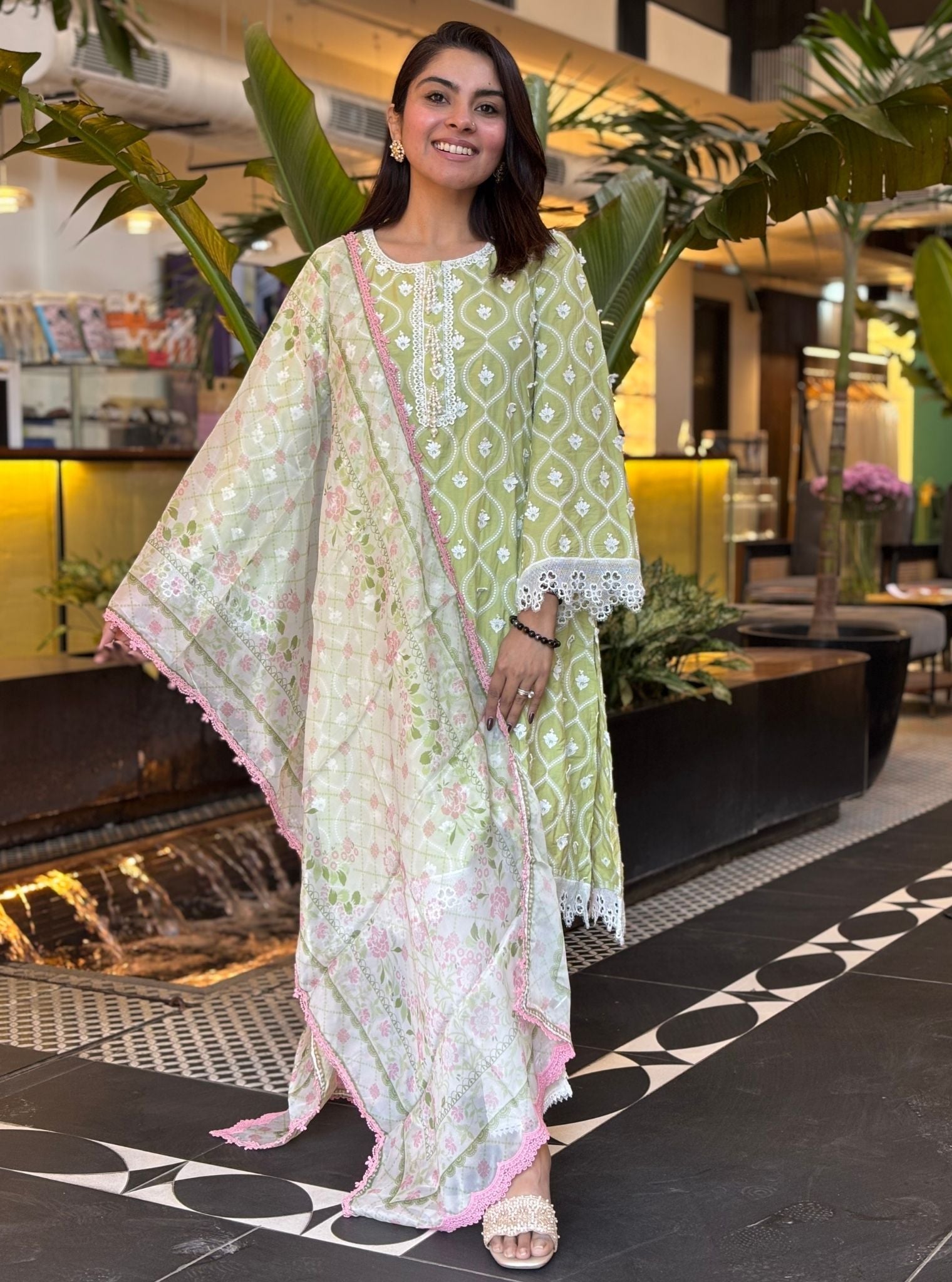 Sintra Supima Cotton Green Kurta Set