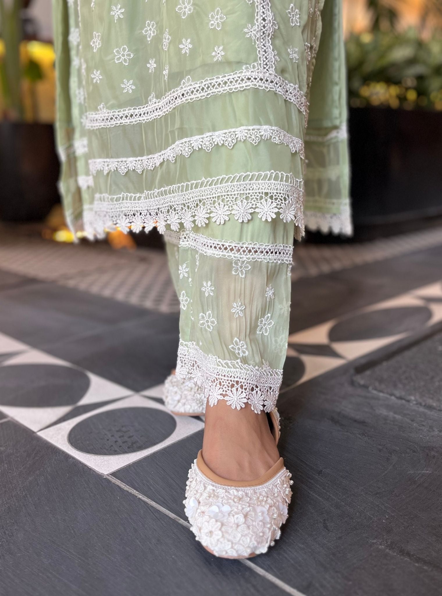 Pierro Organza Green Kurta Set