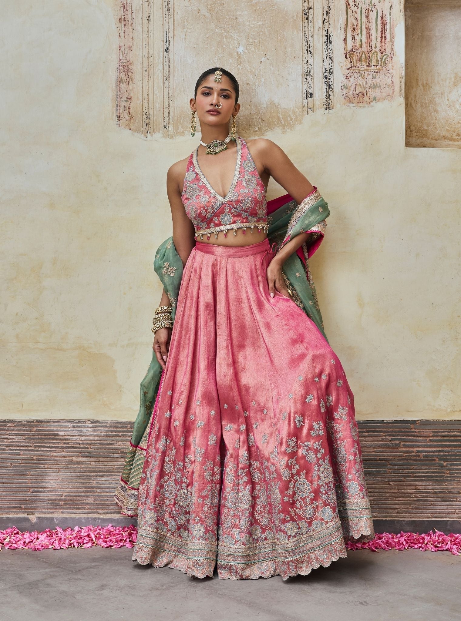 Saawri Bemberg Giraffe Fuchsia Lehenga