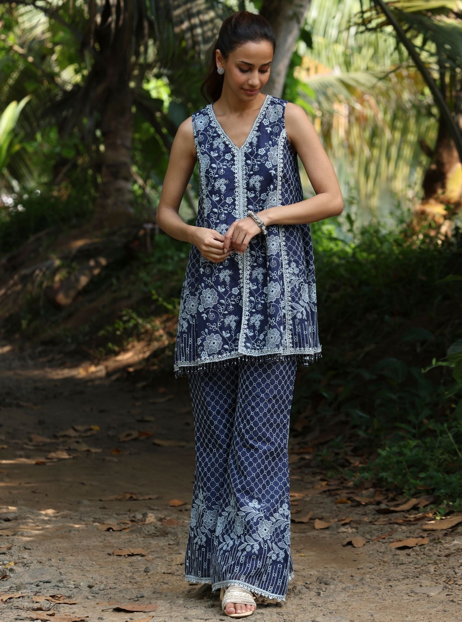 Nithara Organza Navy Co-ord Set
