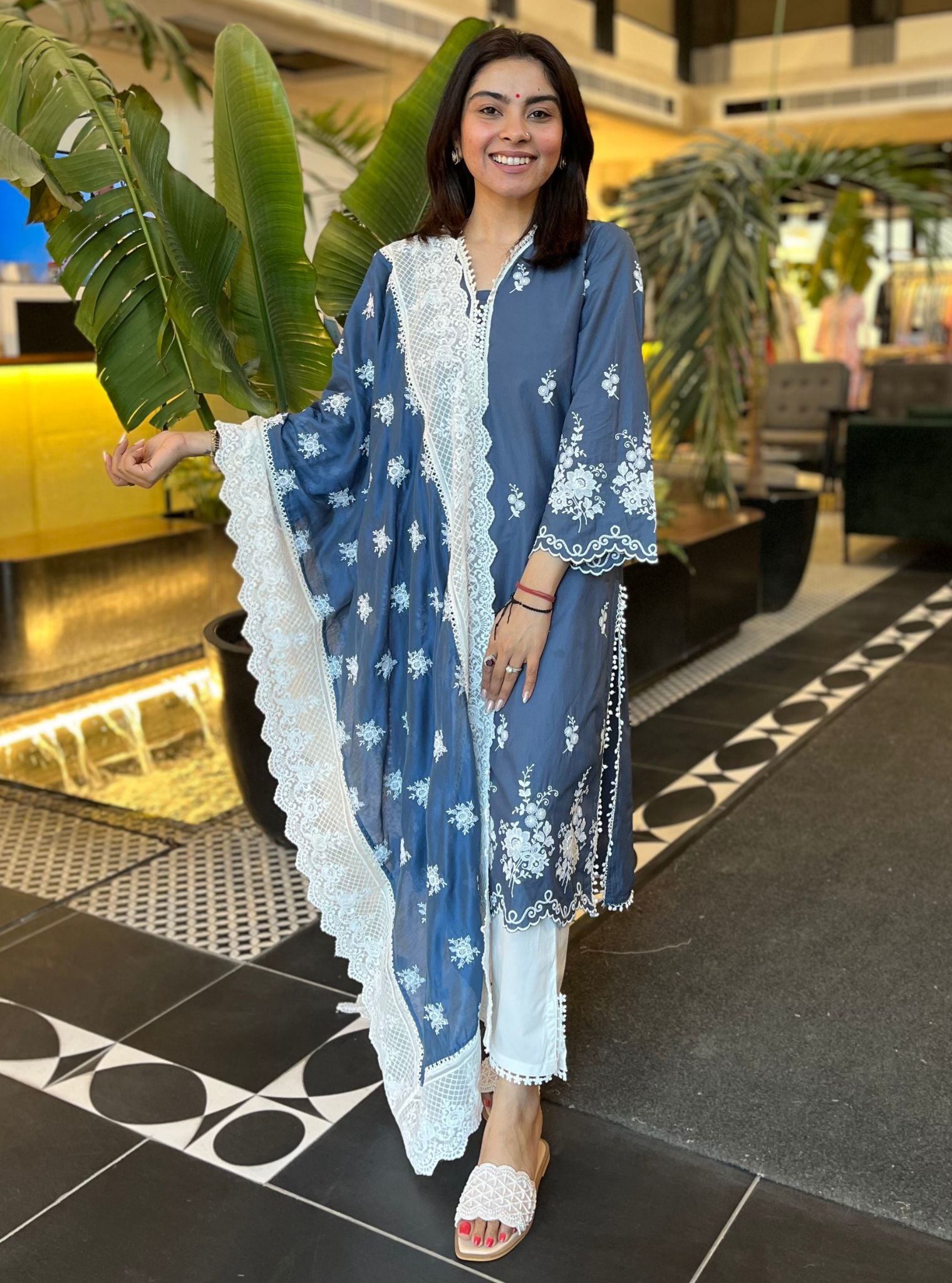 Love Song Supima Cotton Navy Kurta Set