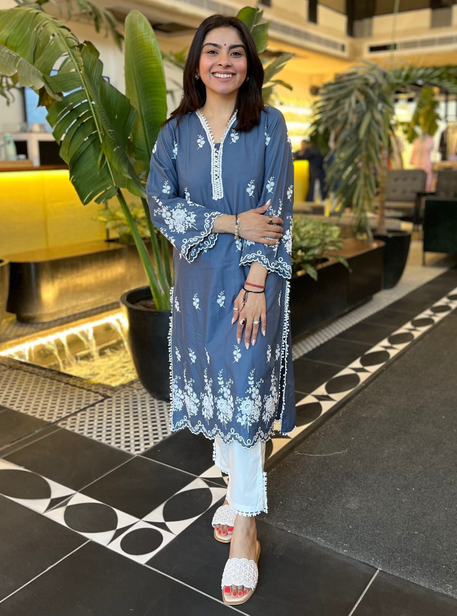Love Song Supima Cotton Navy Kurta Set