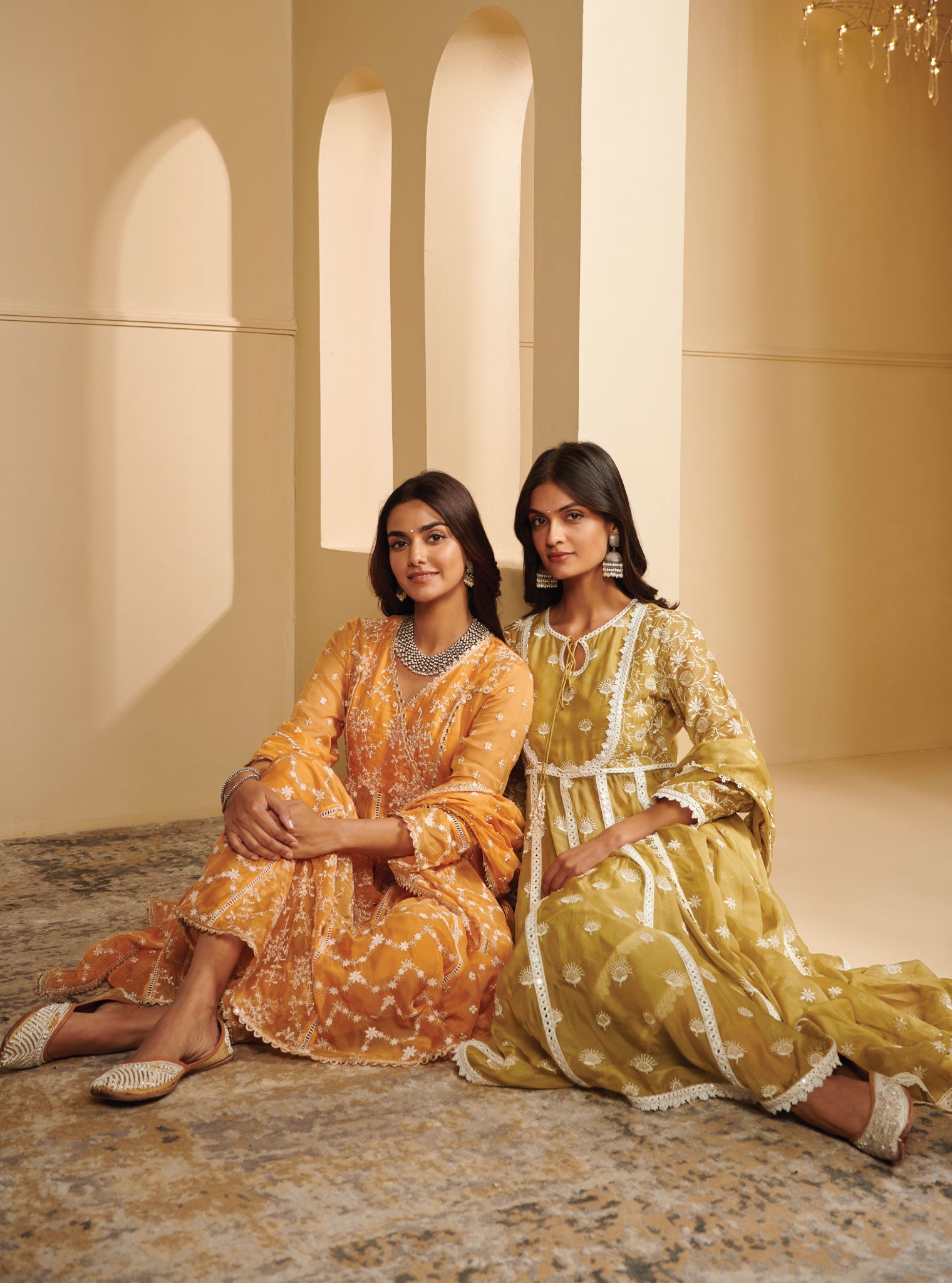 Prasatti Organza Mango Anarkali Kurta Set
