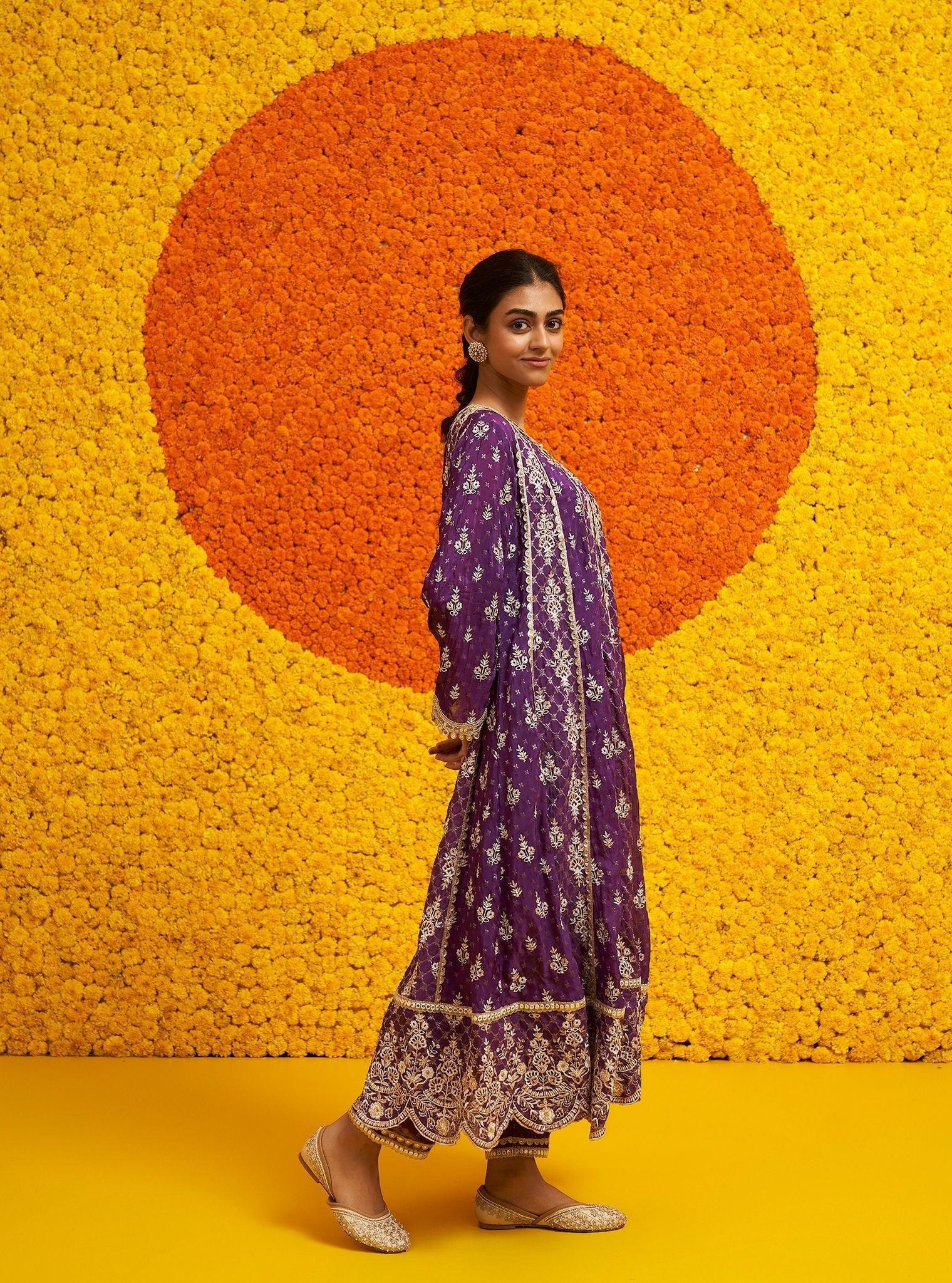 Chalka Banarsi Purple Anarkali Kurta Set