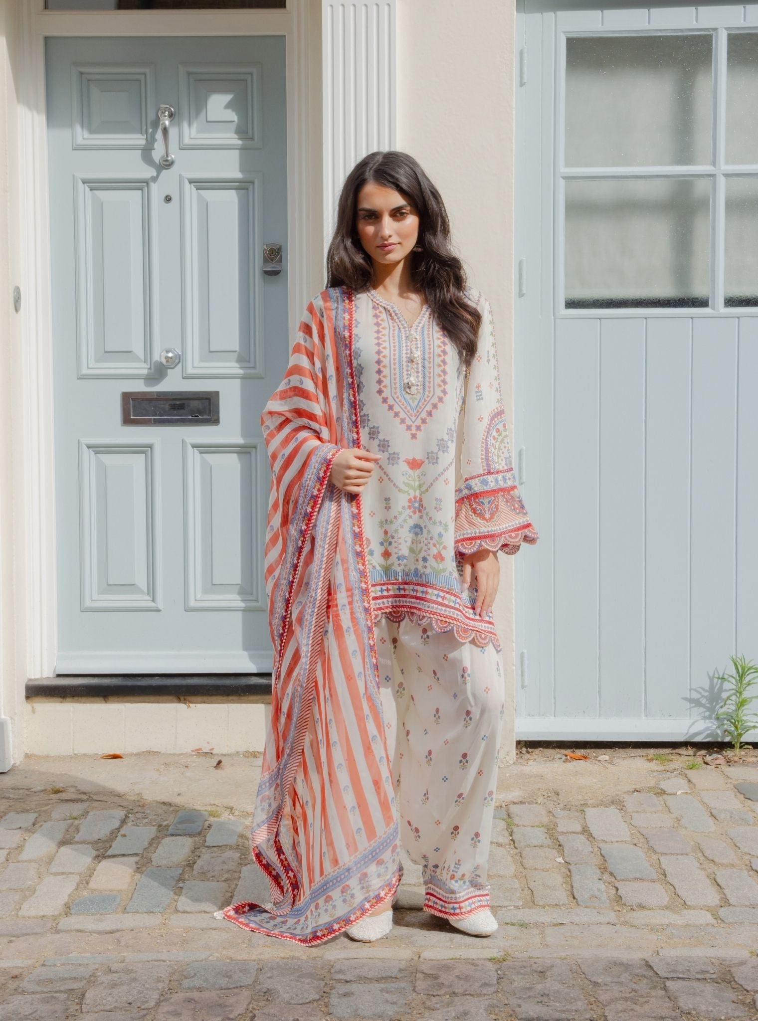 Ceya Lawn Printed Off White Kurta Set