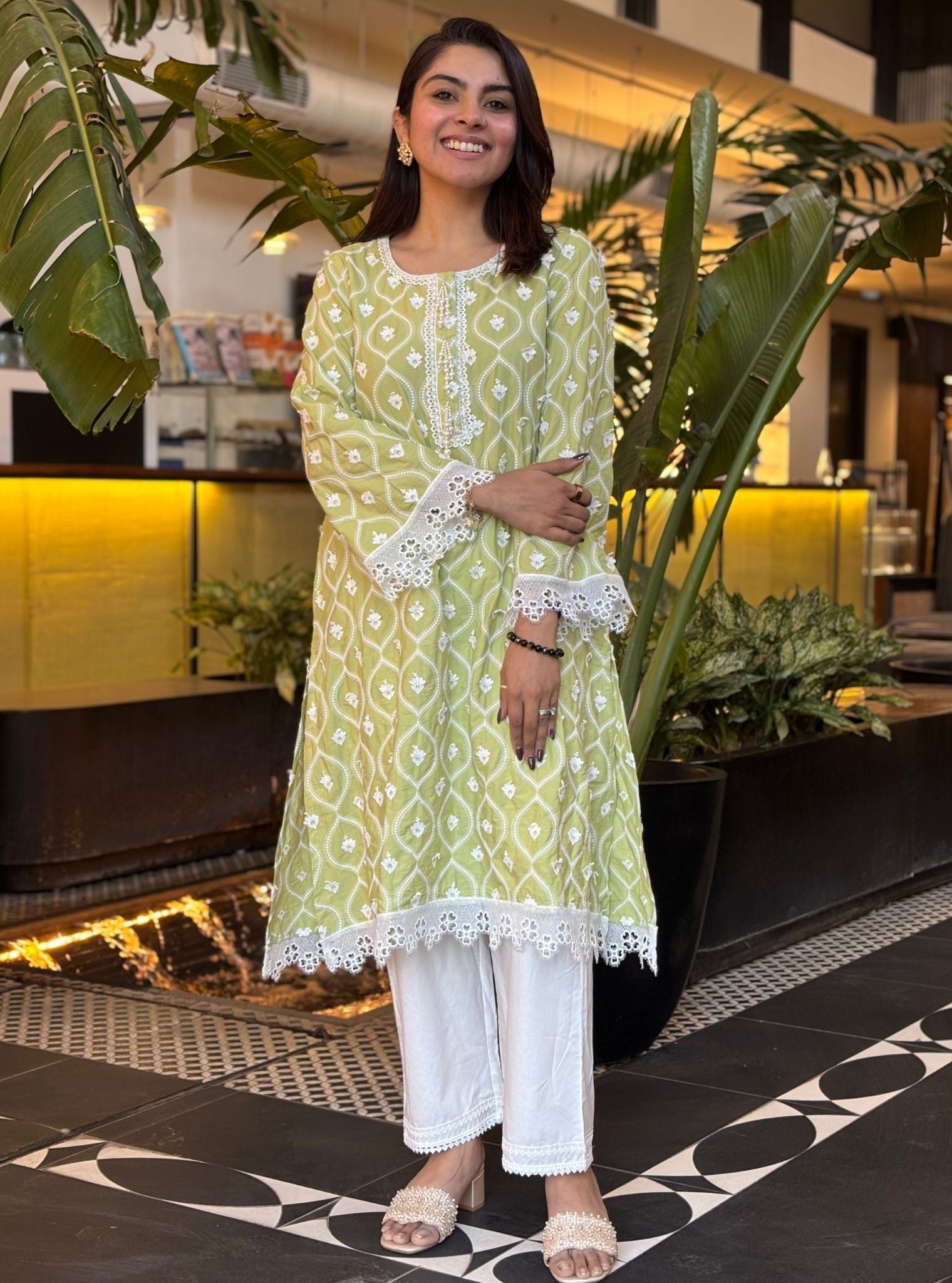 Sintra Supima Cotton Green Kurta Set