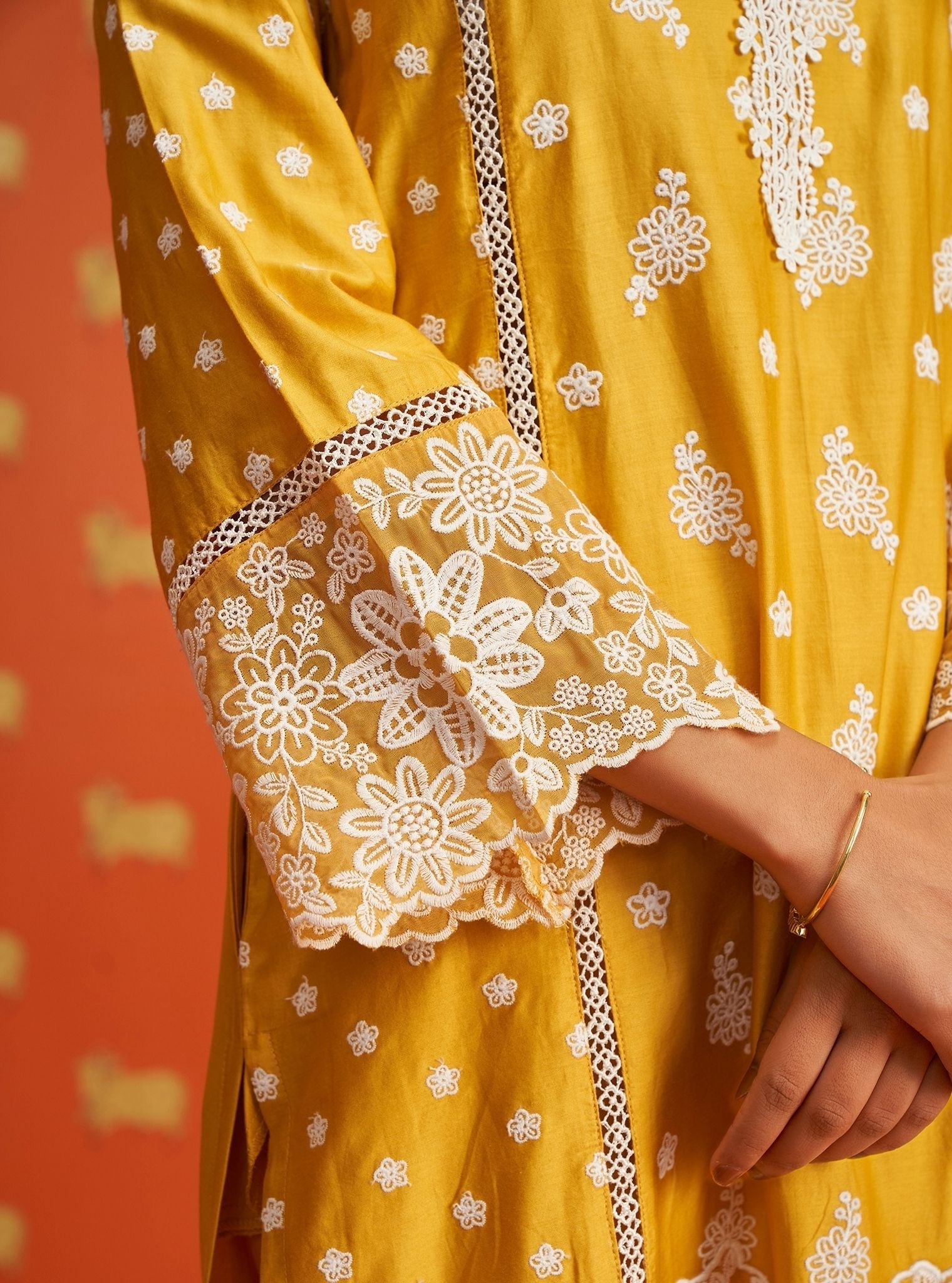 Piti Pima Satin Yellow Kurta Set