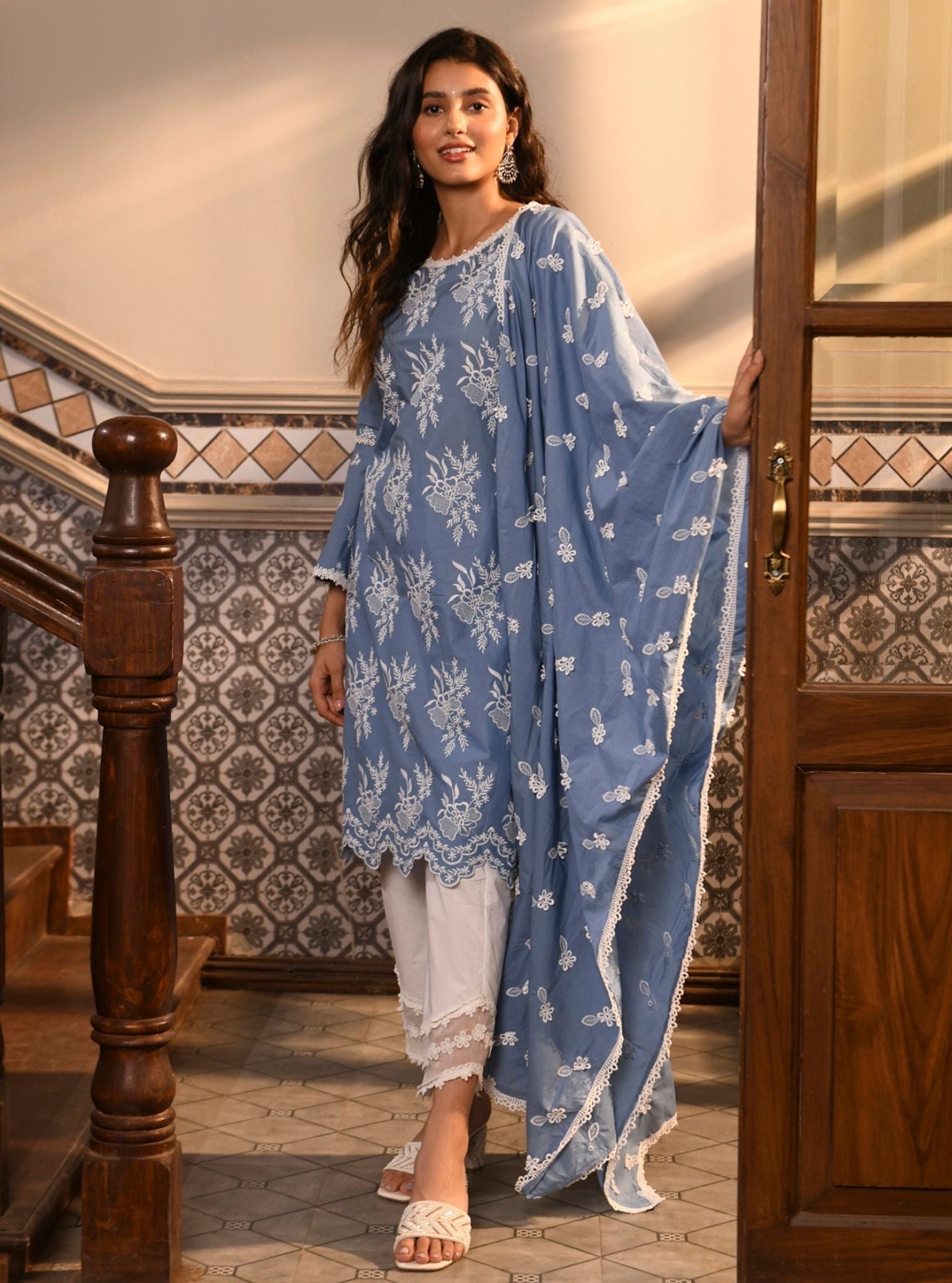 Anisa Supima Cotton Denim Kurta Set