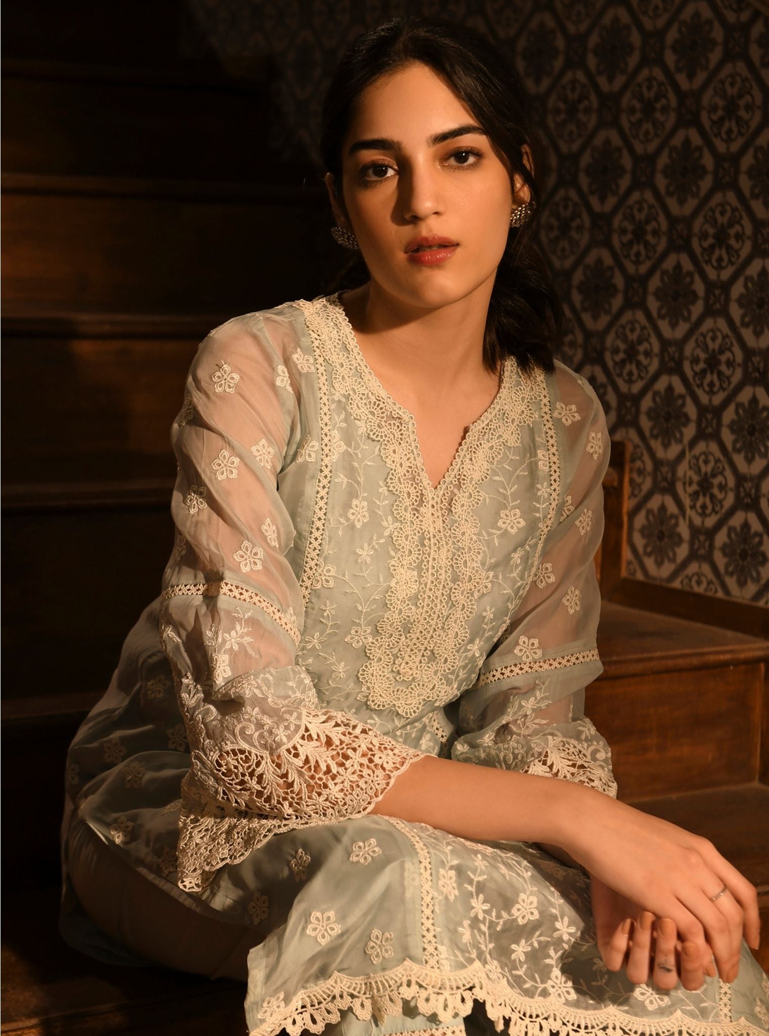 Freny Organza Light Blue Kurta Set