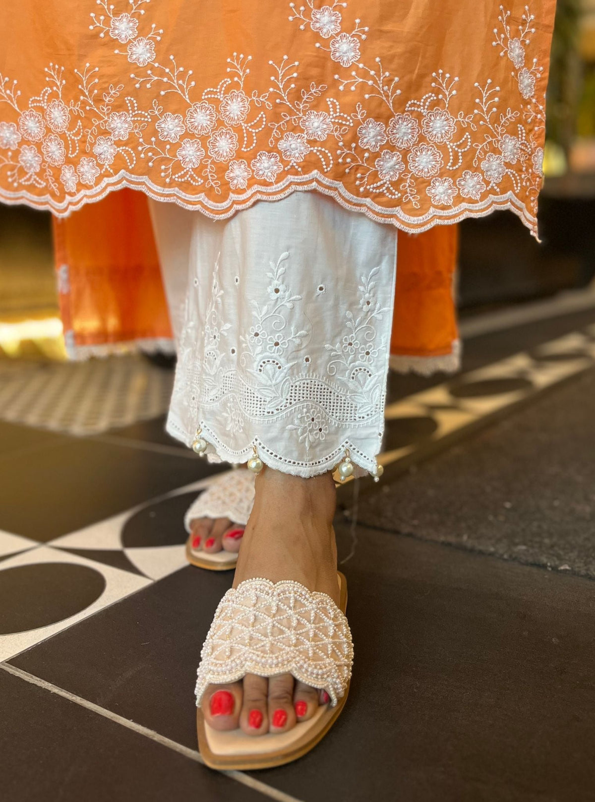 Perla Supima Cotton Orange Kurta Set