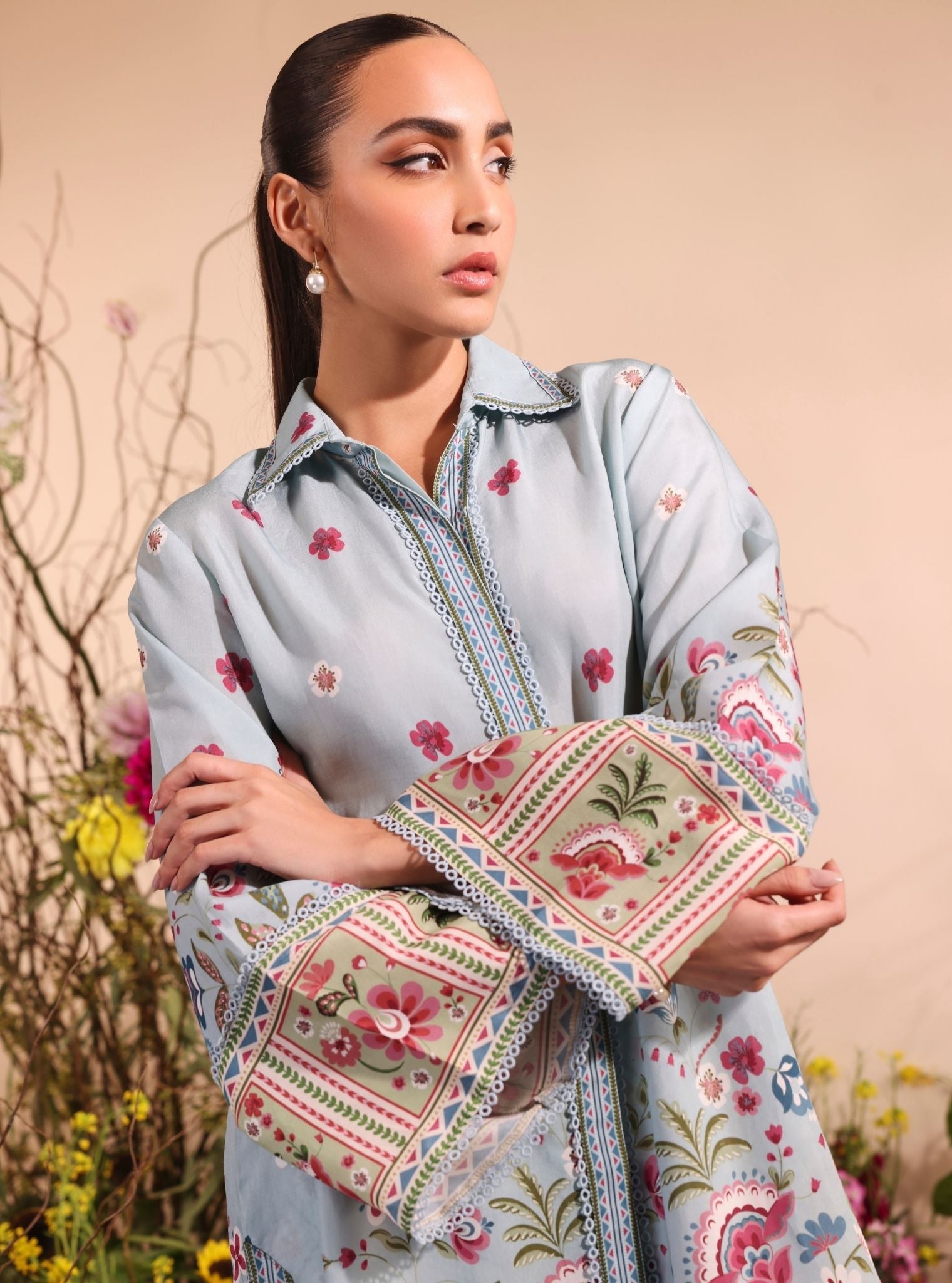 Cormac Lawn Printed Blue Co-ord Set