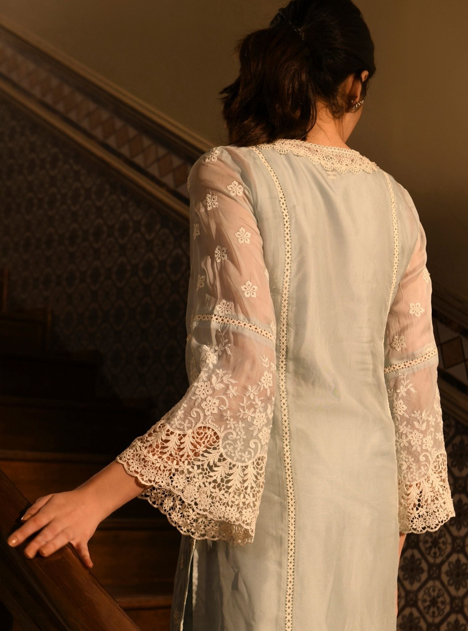 Freny Organza Light Blue Kurta Set