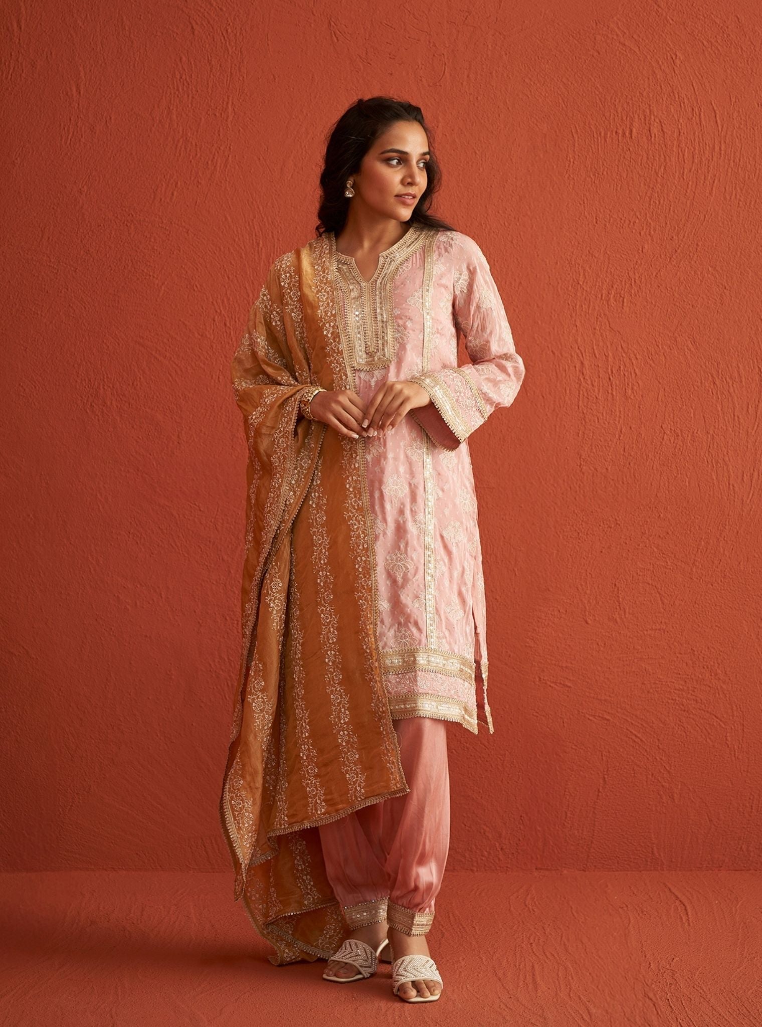 Faye Banarsi Pink Kurta Set