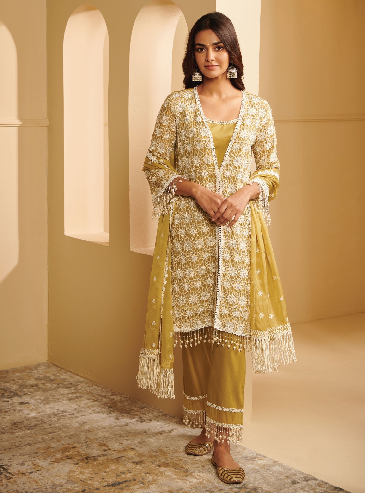 Iksa Organza Green Kurta Set