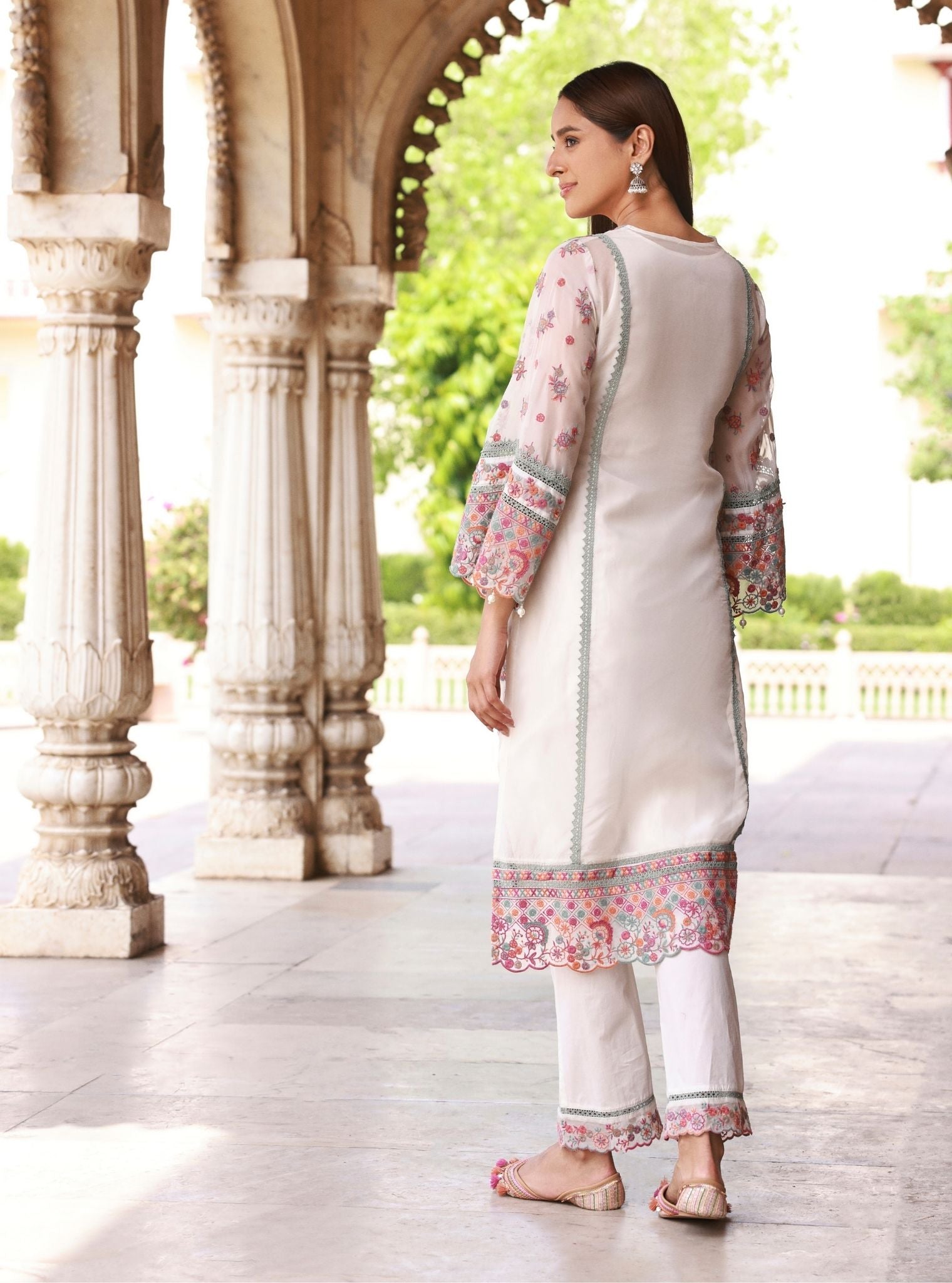Oryani Organza Off-White Kurta Set