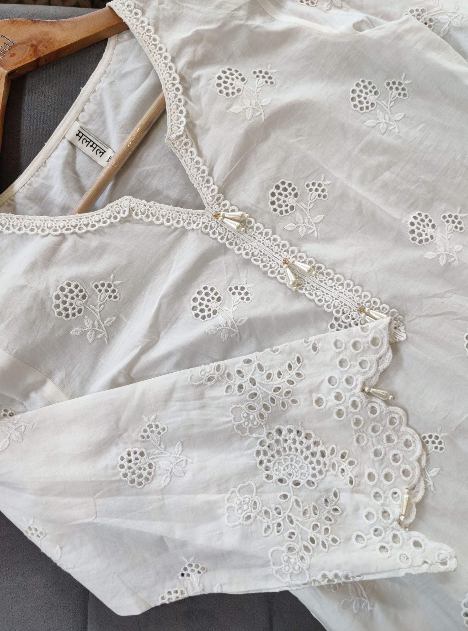 Dahna Supima Cotton White Kurta Set