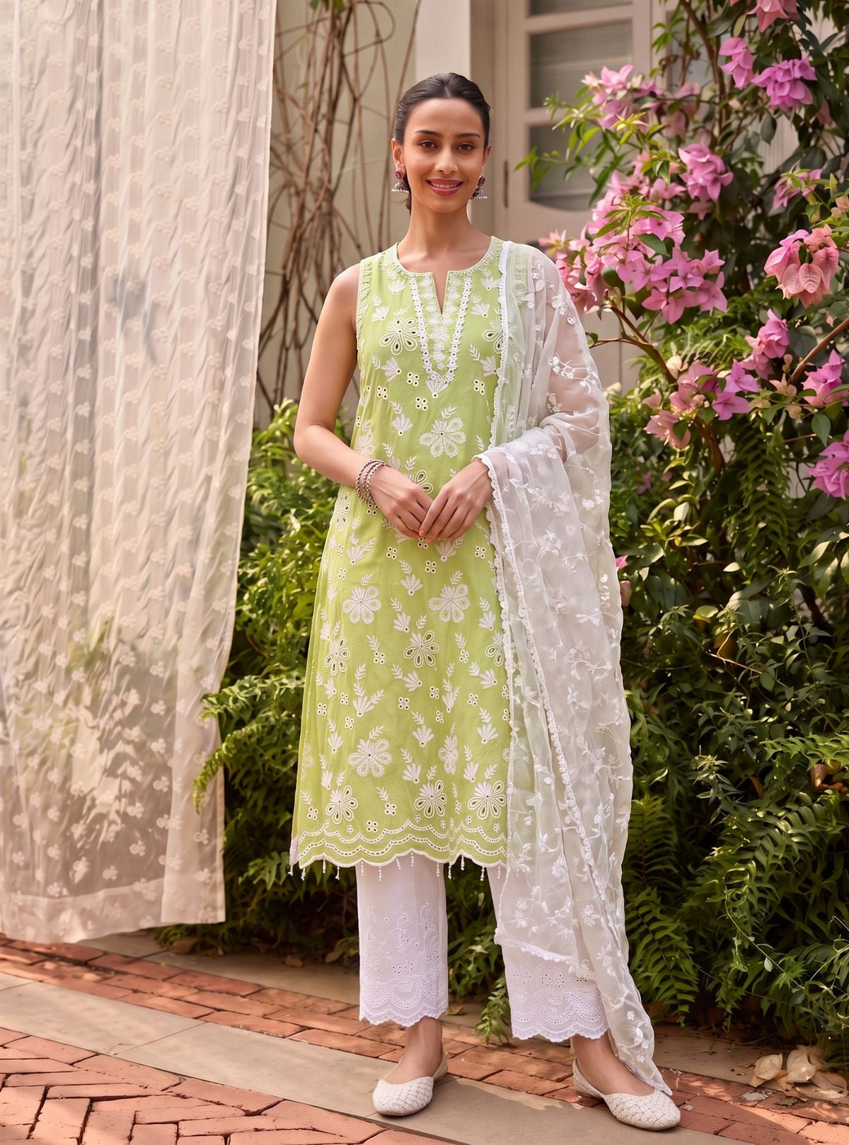 Neel Supima Cotton Green Kurta Set