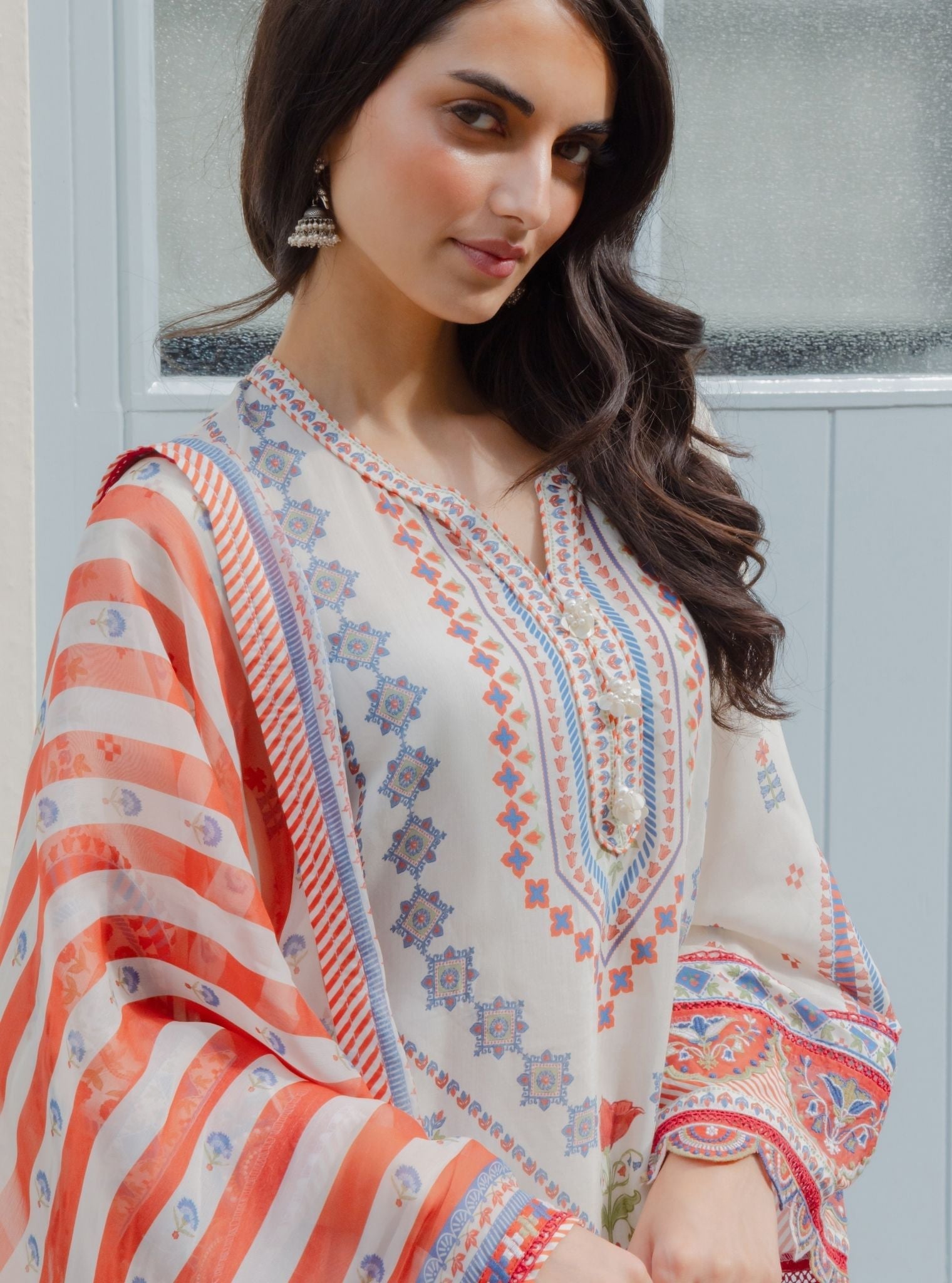 Ceya Lawn Printed Off White Kurta Set