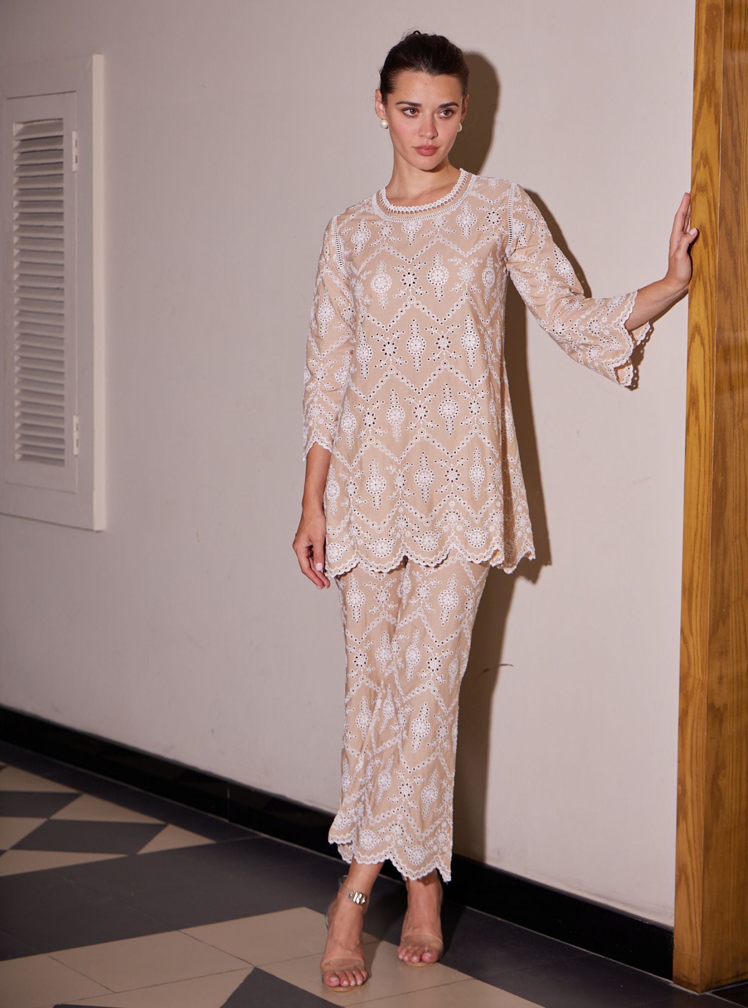 Evelyn Supima Cotton Beige Co-ord Set