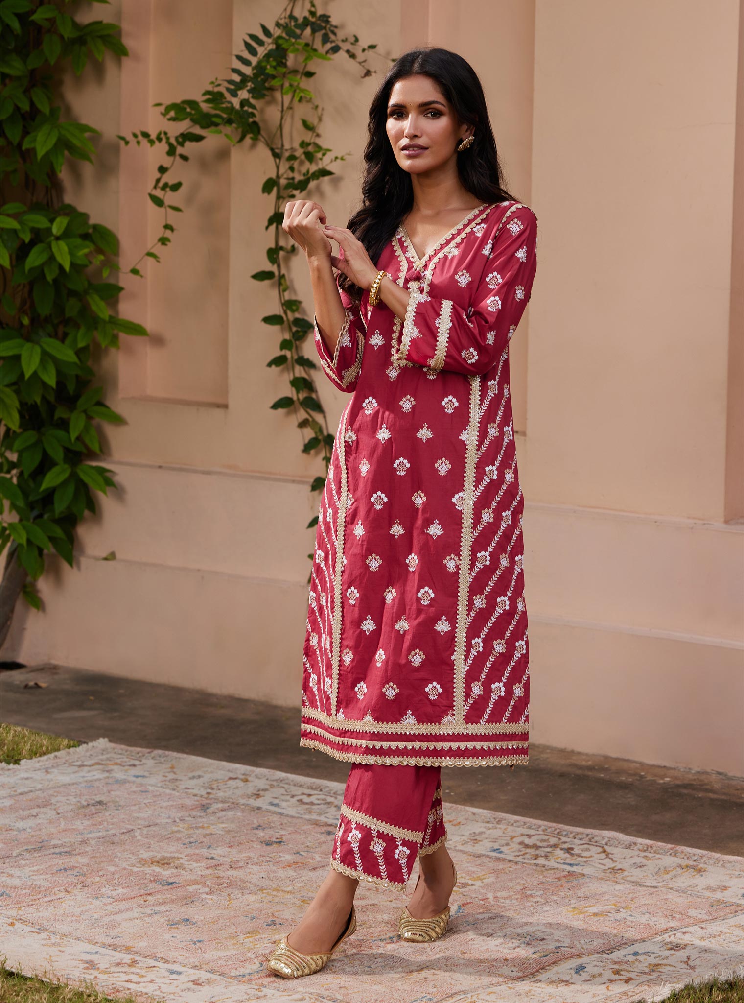 Titli Supima Cotton Red Kurta Set