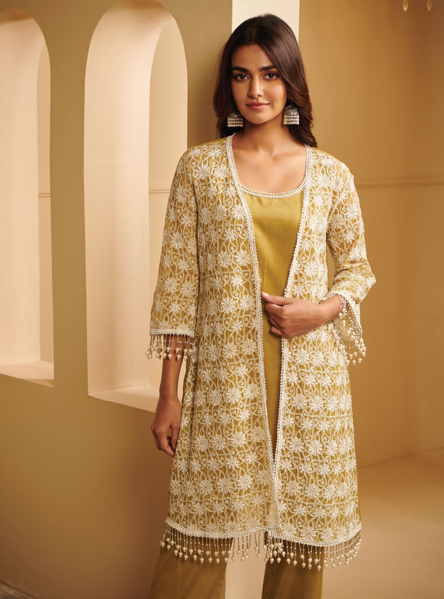 Iksa Organza Green Kurta Set