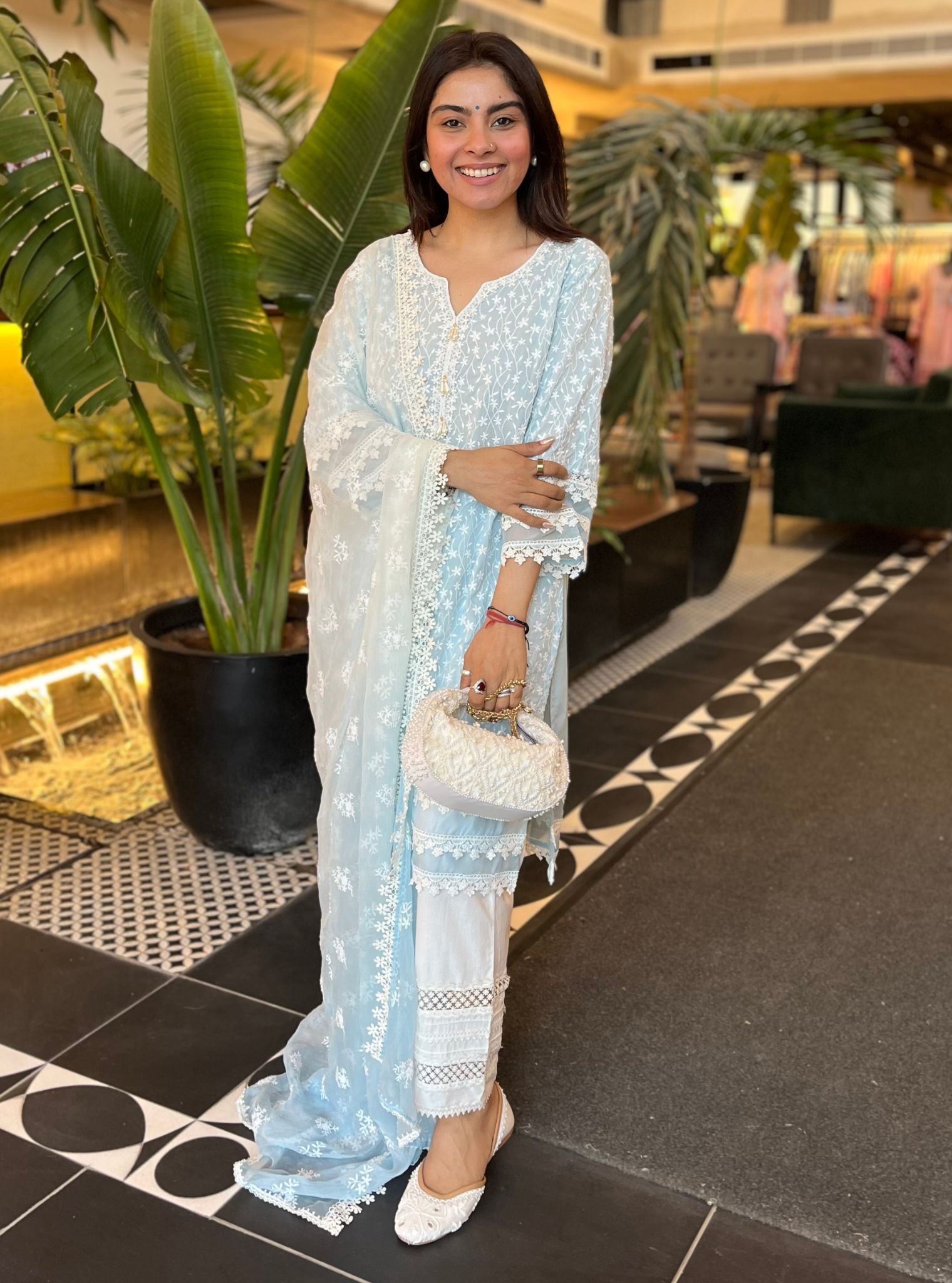 Rosine Supima Cotton Light Blue Kurta Set